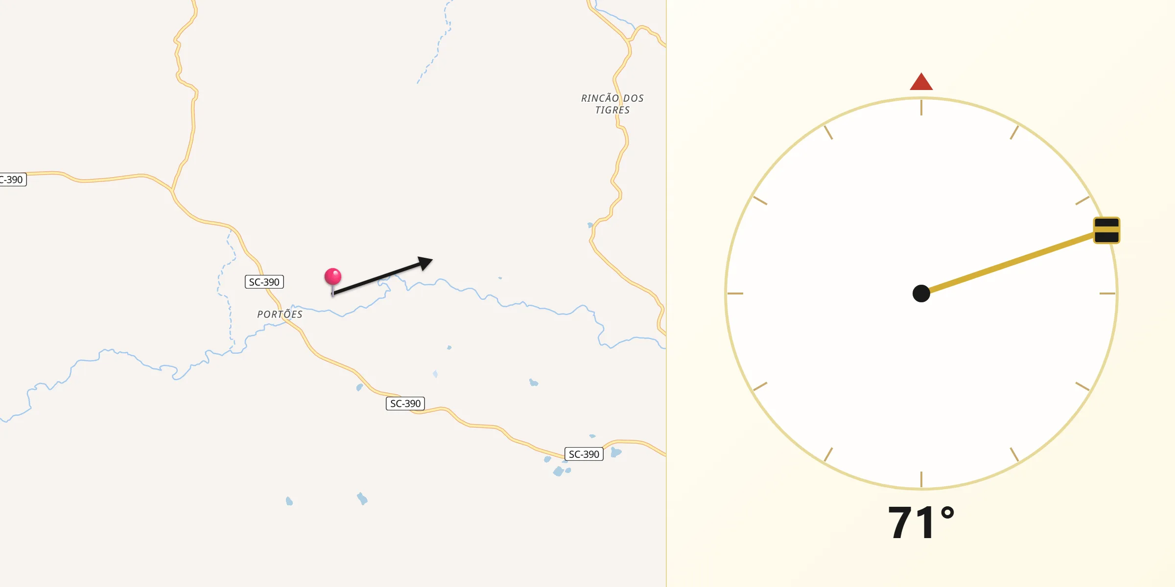 Direção da Qibla a partir de Cerro Negro