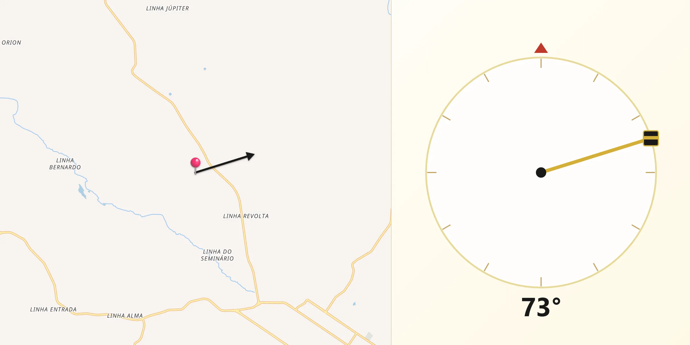 Direção da Qibla a partir de Santo Cristo