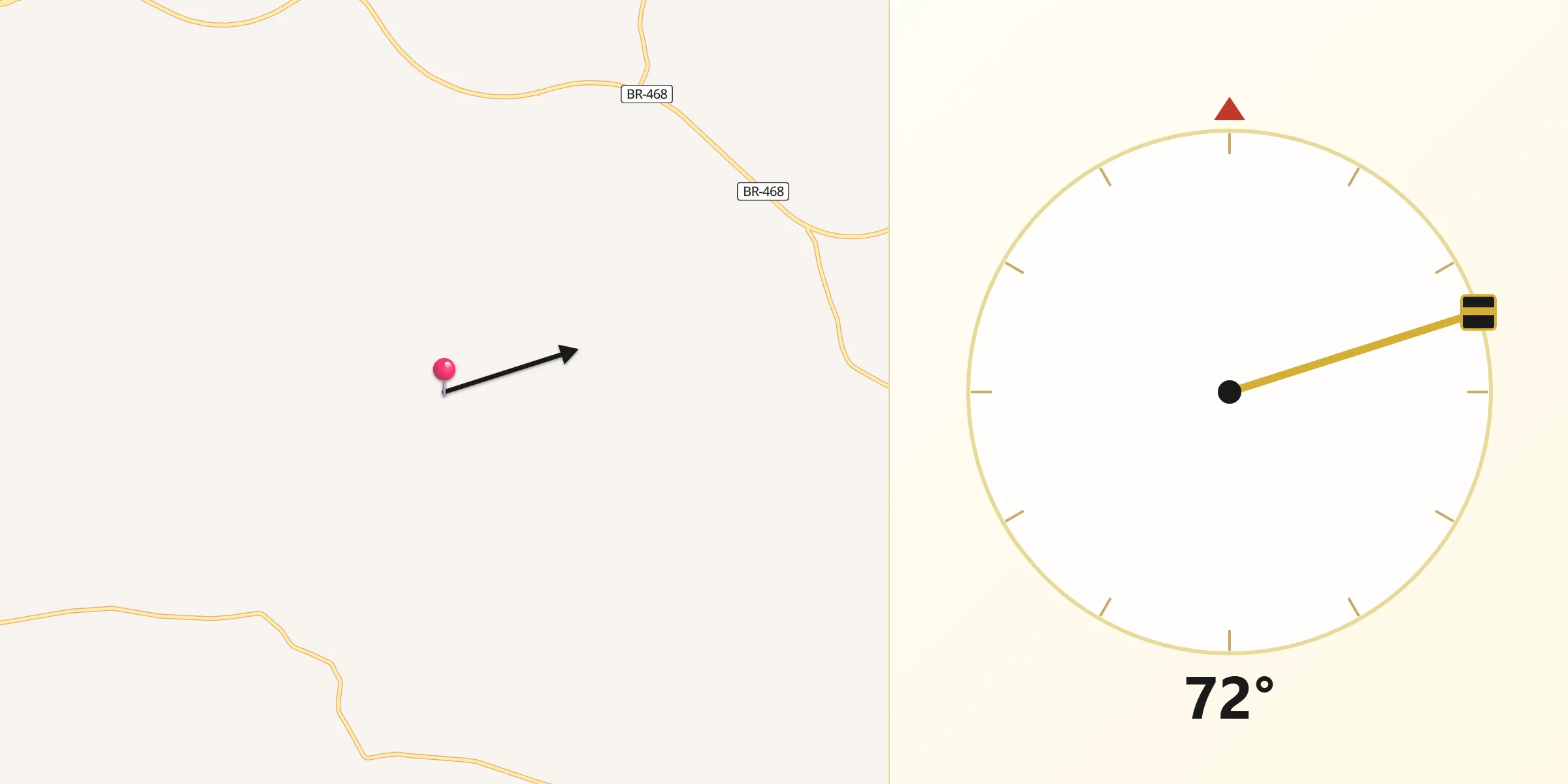 Direção da Qibla a partir de Coronel Bicaco