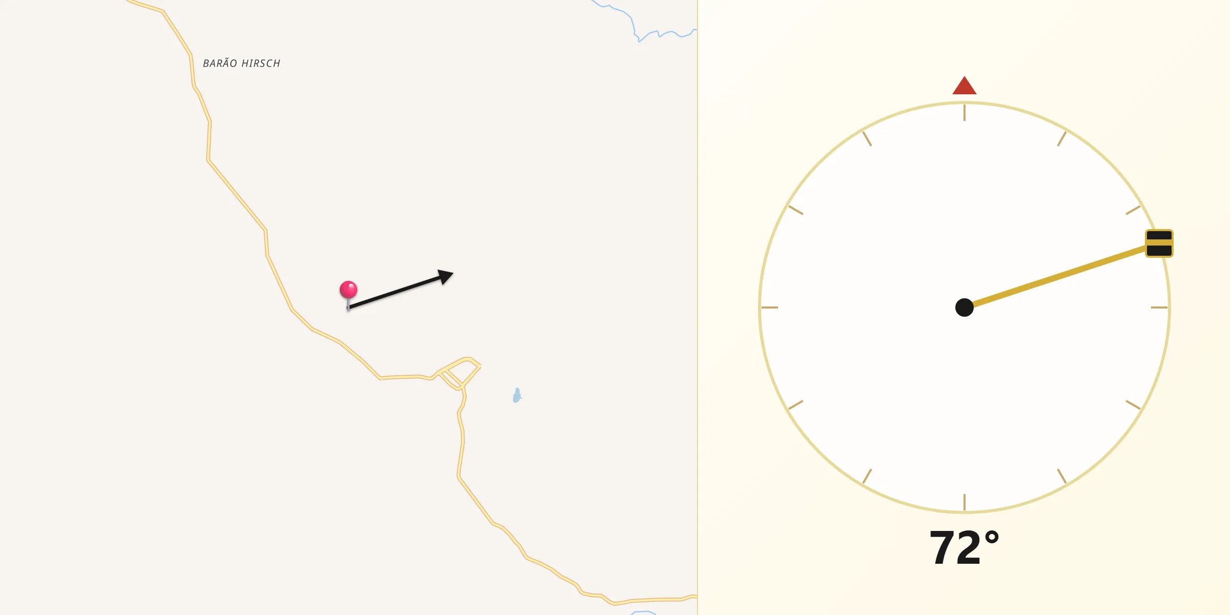 Direção da Qibla a partir de Quatro Irmãos