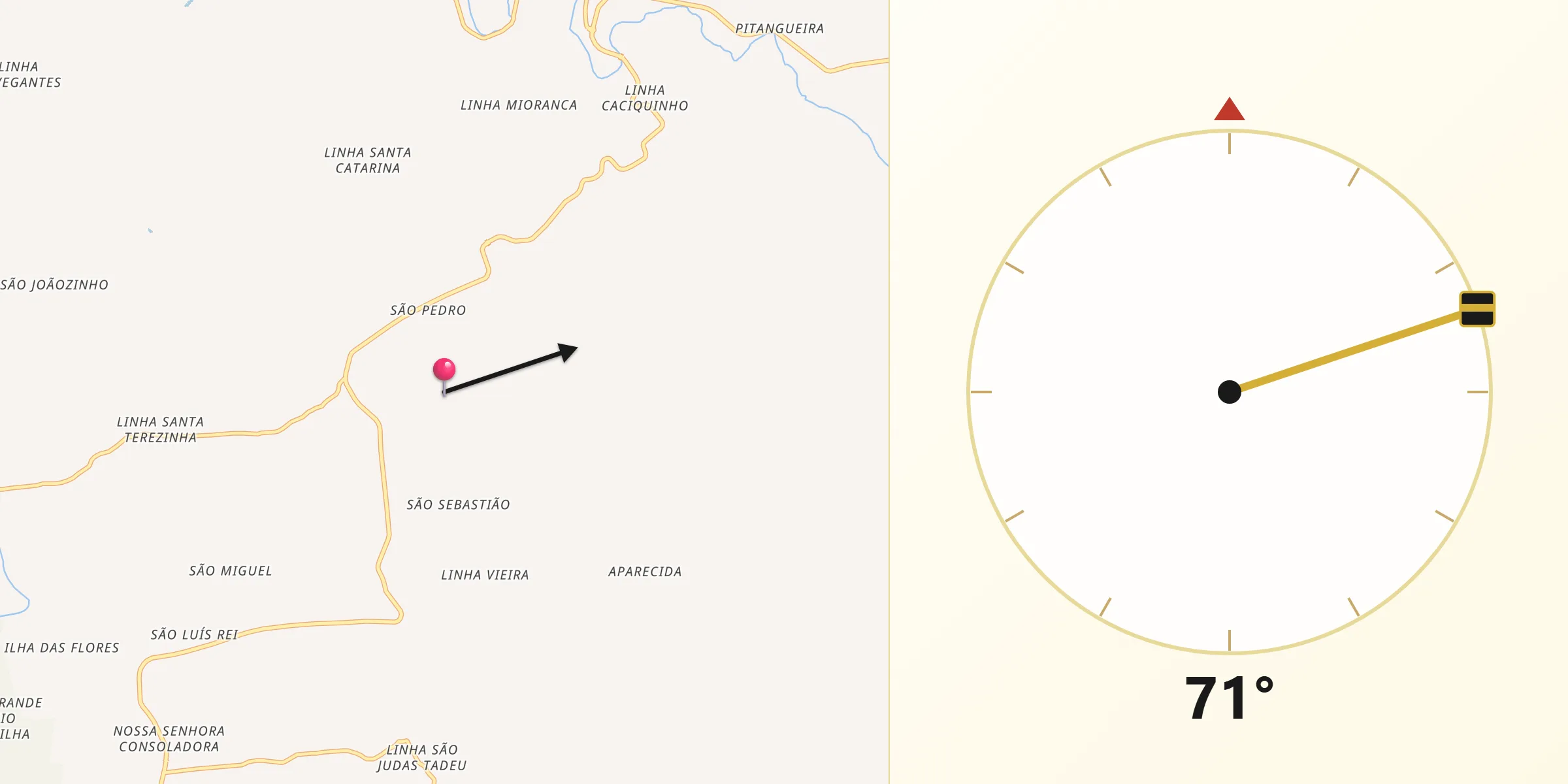 Direção da Qibla a partir de Cacique Doble