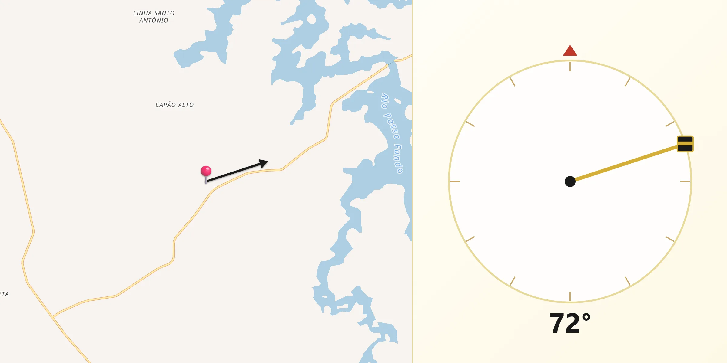 Direção da Qibla a partir de Ronda Alta