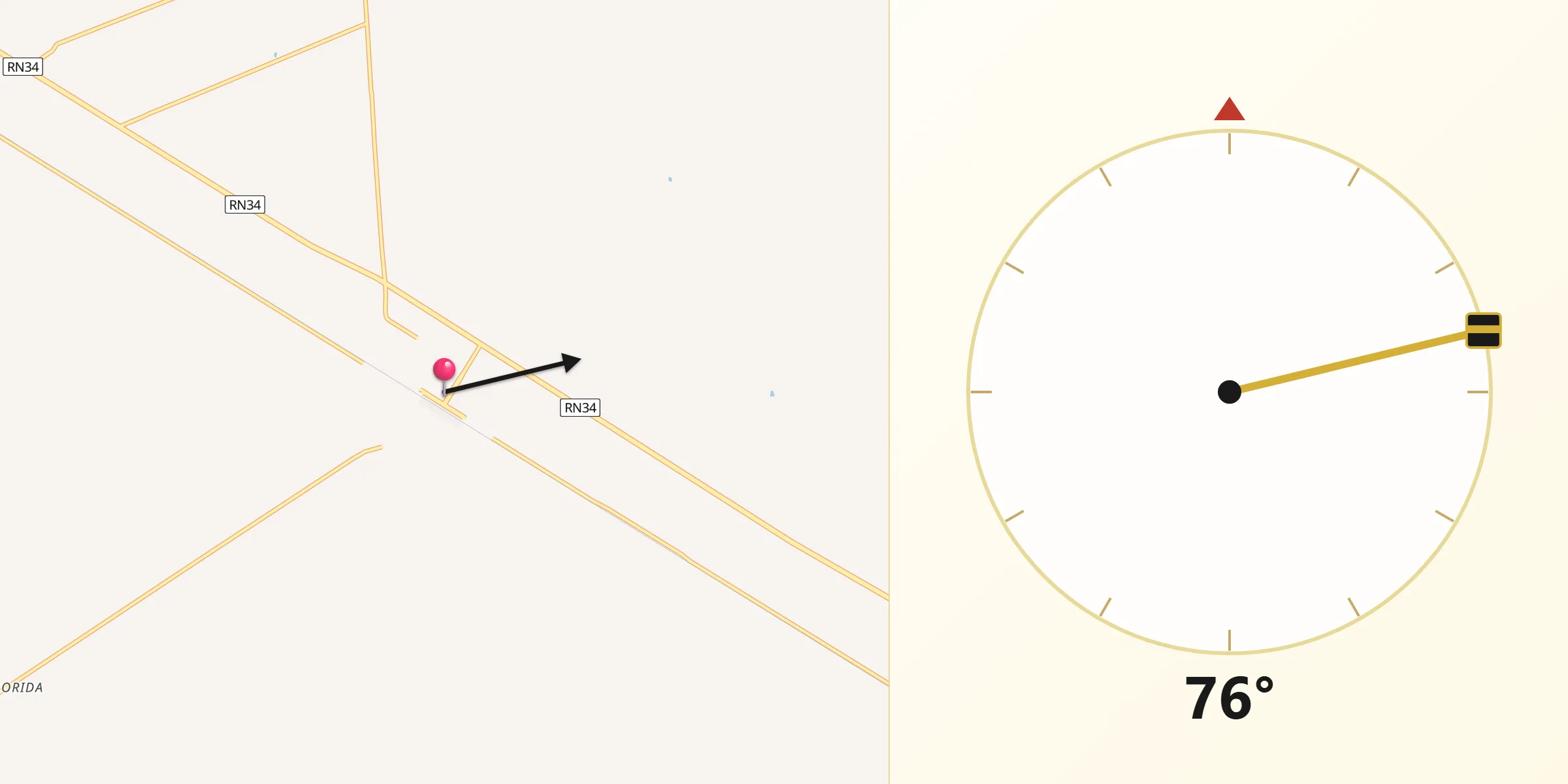Dirección de la Qibla desde Beltrán