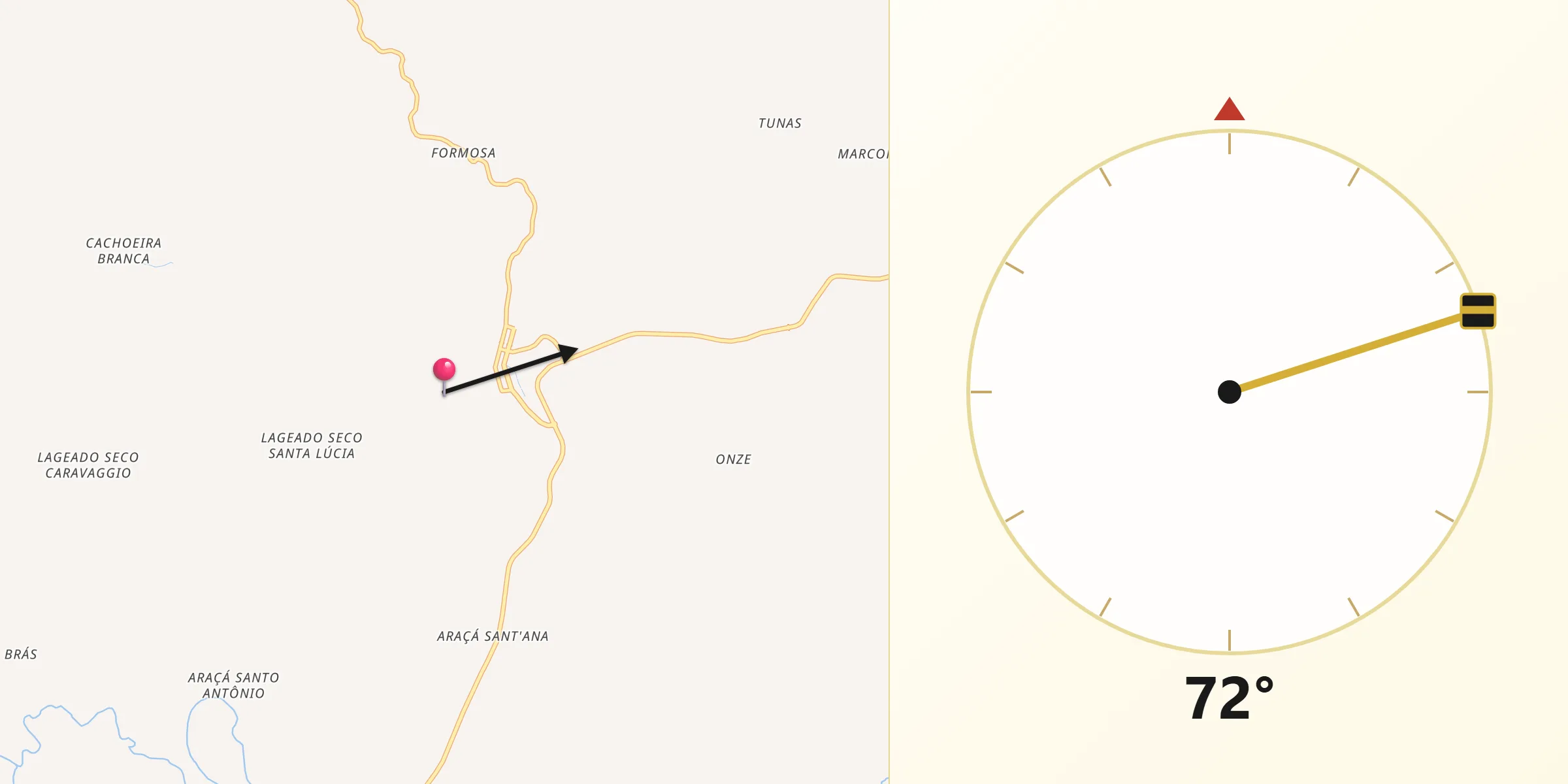 Direção da Qibla a partir de Rondinha