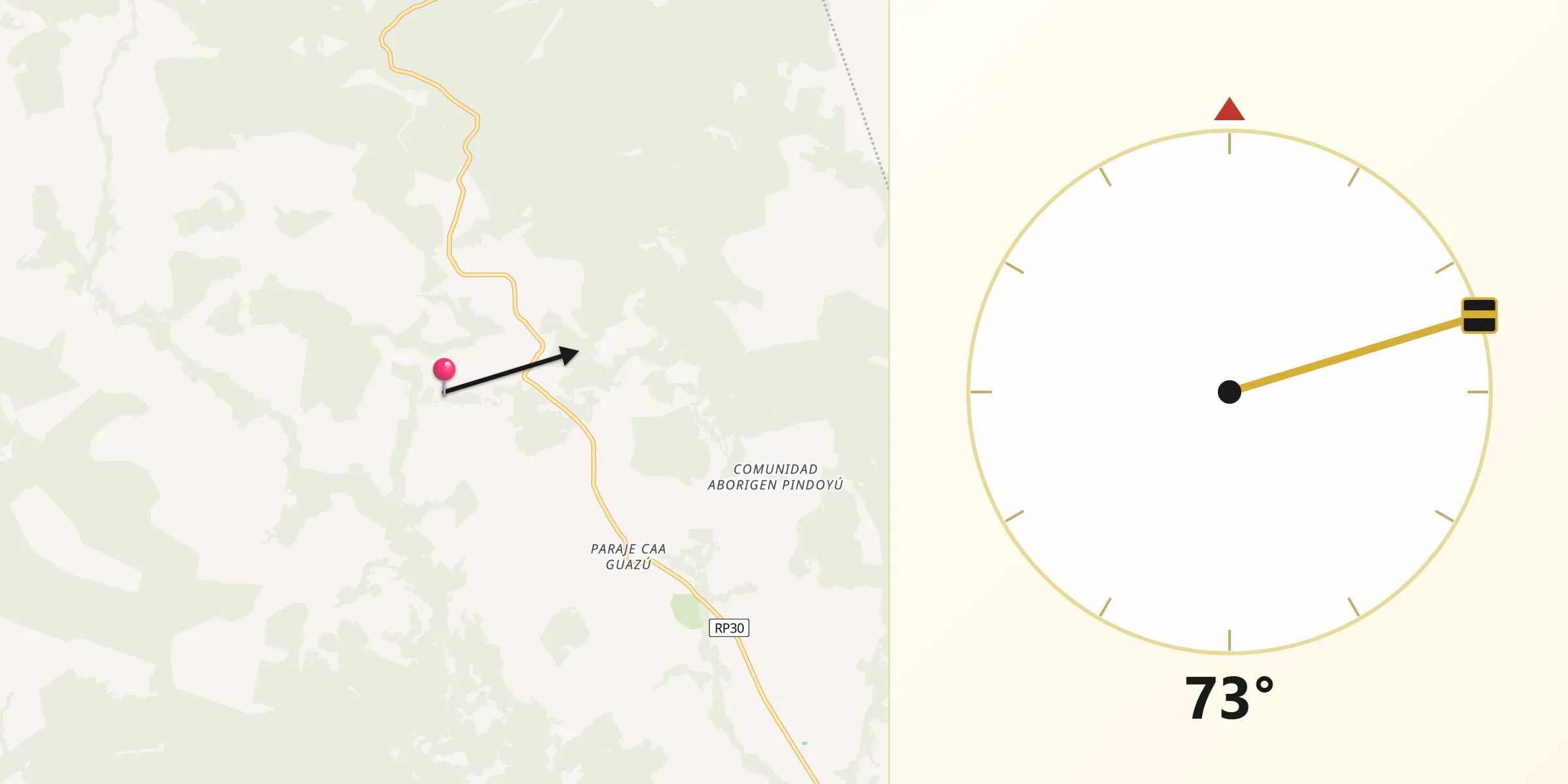 Dirección de la Qibla desde Departamento de Concepción de la Sierra