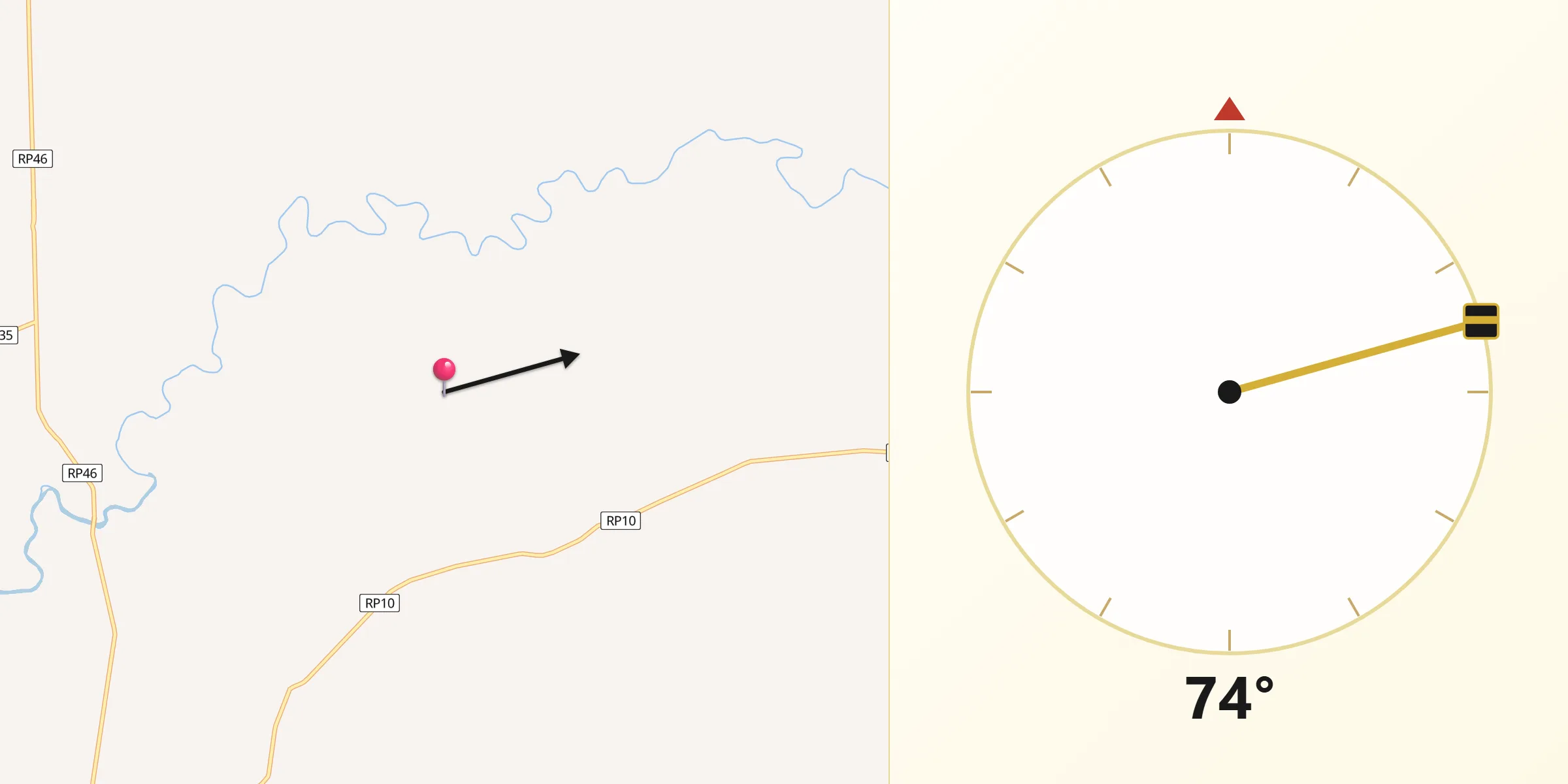 Dirección de la Qibla desde Departamento de Empedrado
