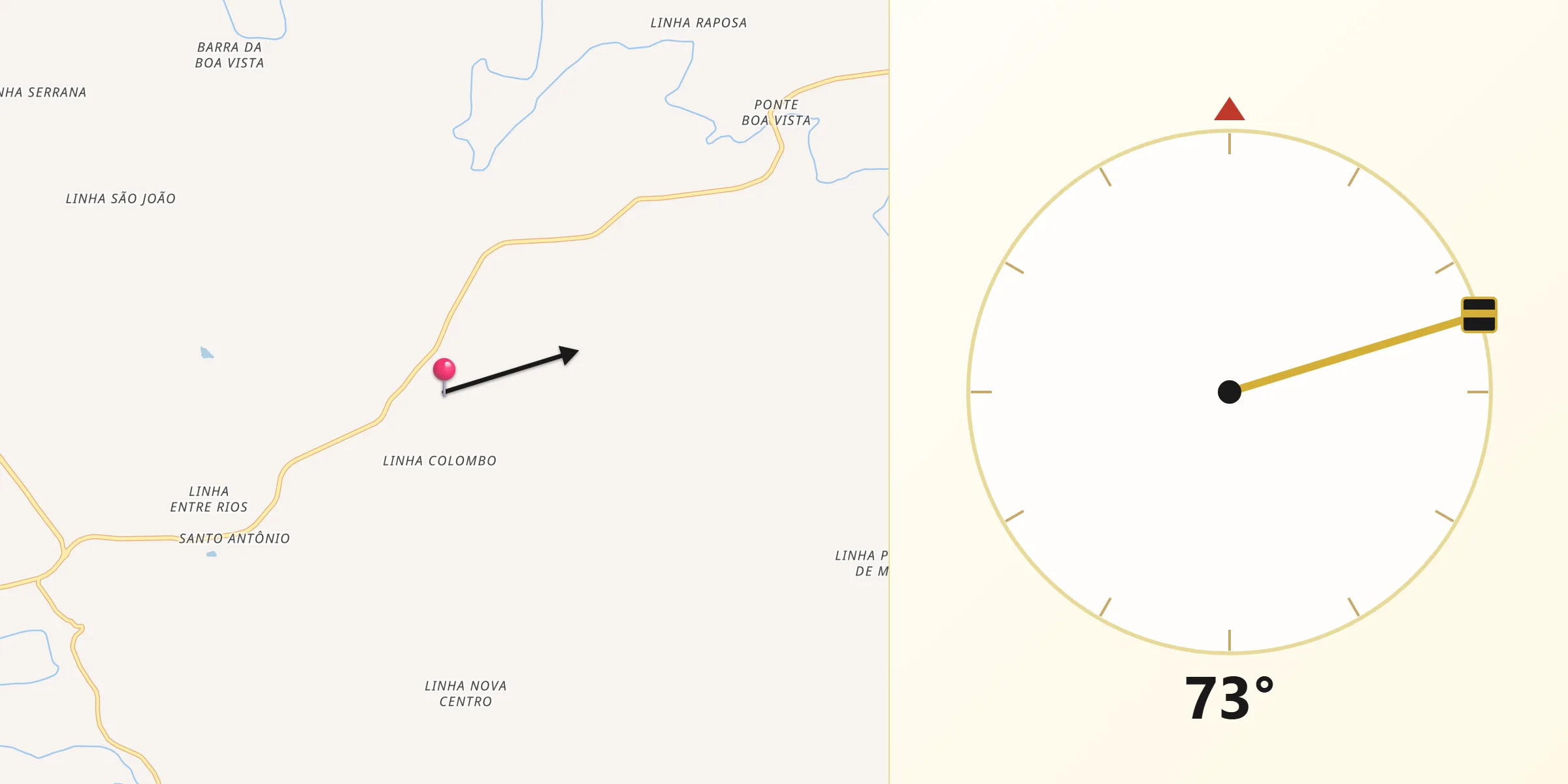 Direção da Qibla a partir de Porto Lucena