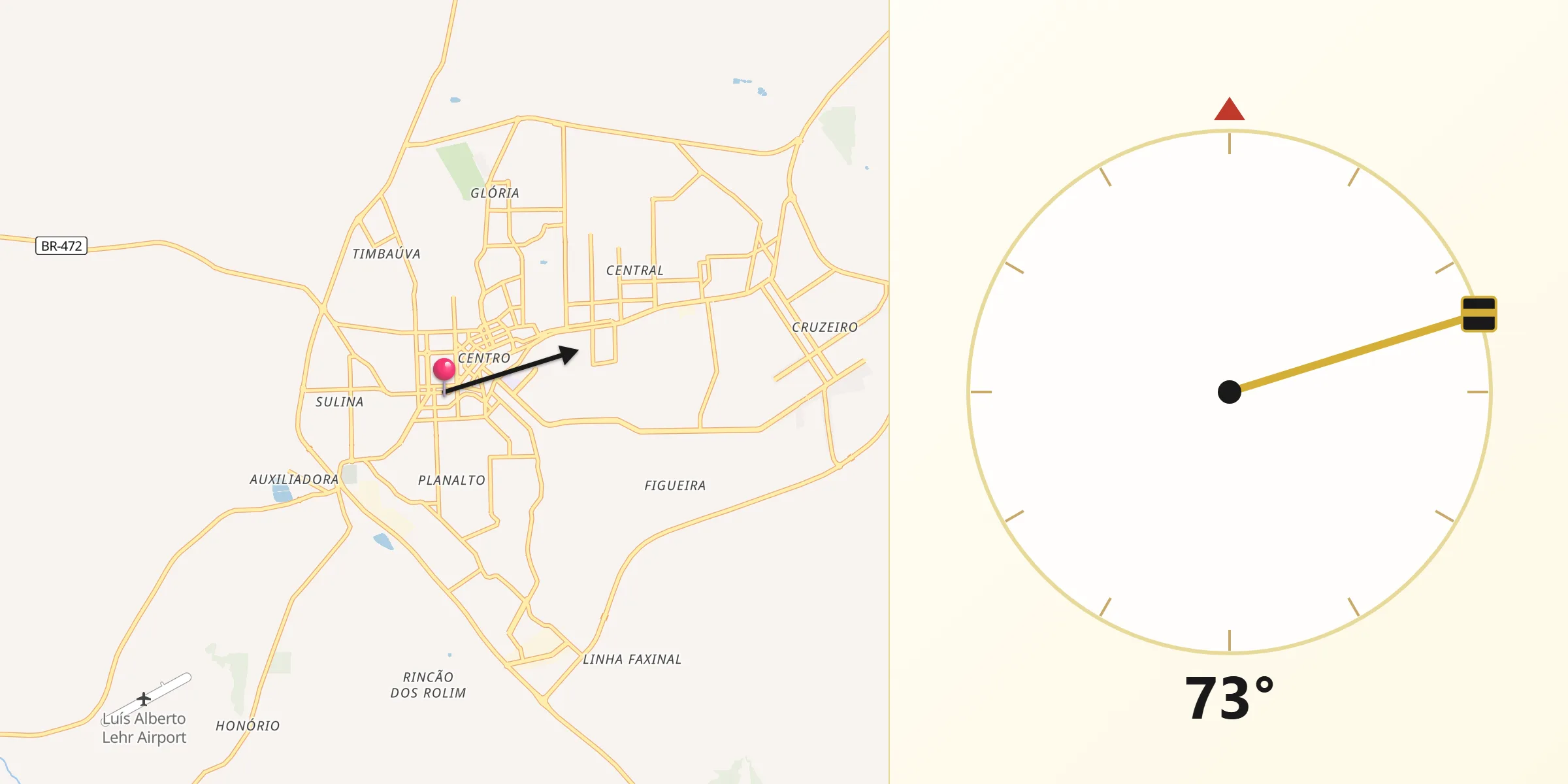 Direção da Qibla a partir de Santa Rosa