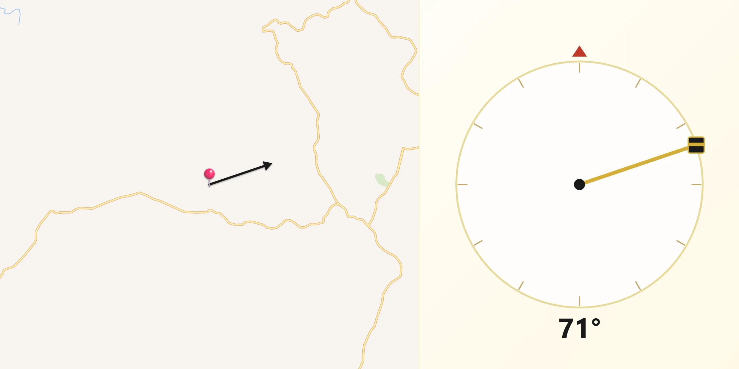Direção da Qibla a partir de Pinhal da Serra