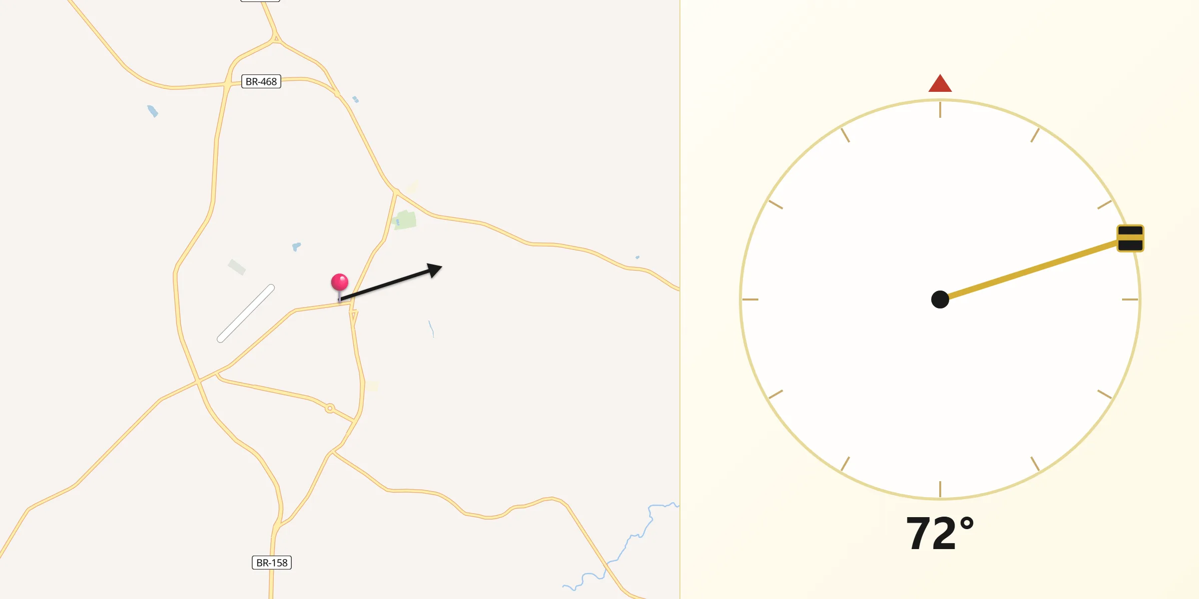Direção da Qibla a partir de Palmeira das Missões