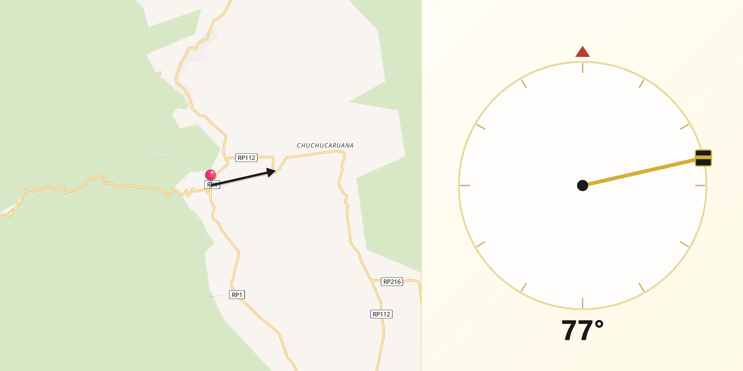 Dirección de la Qibla desde Los Varela