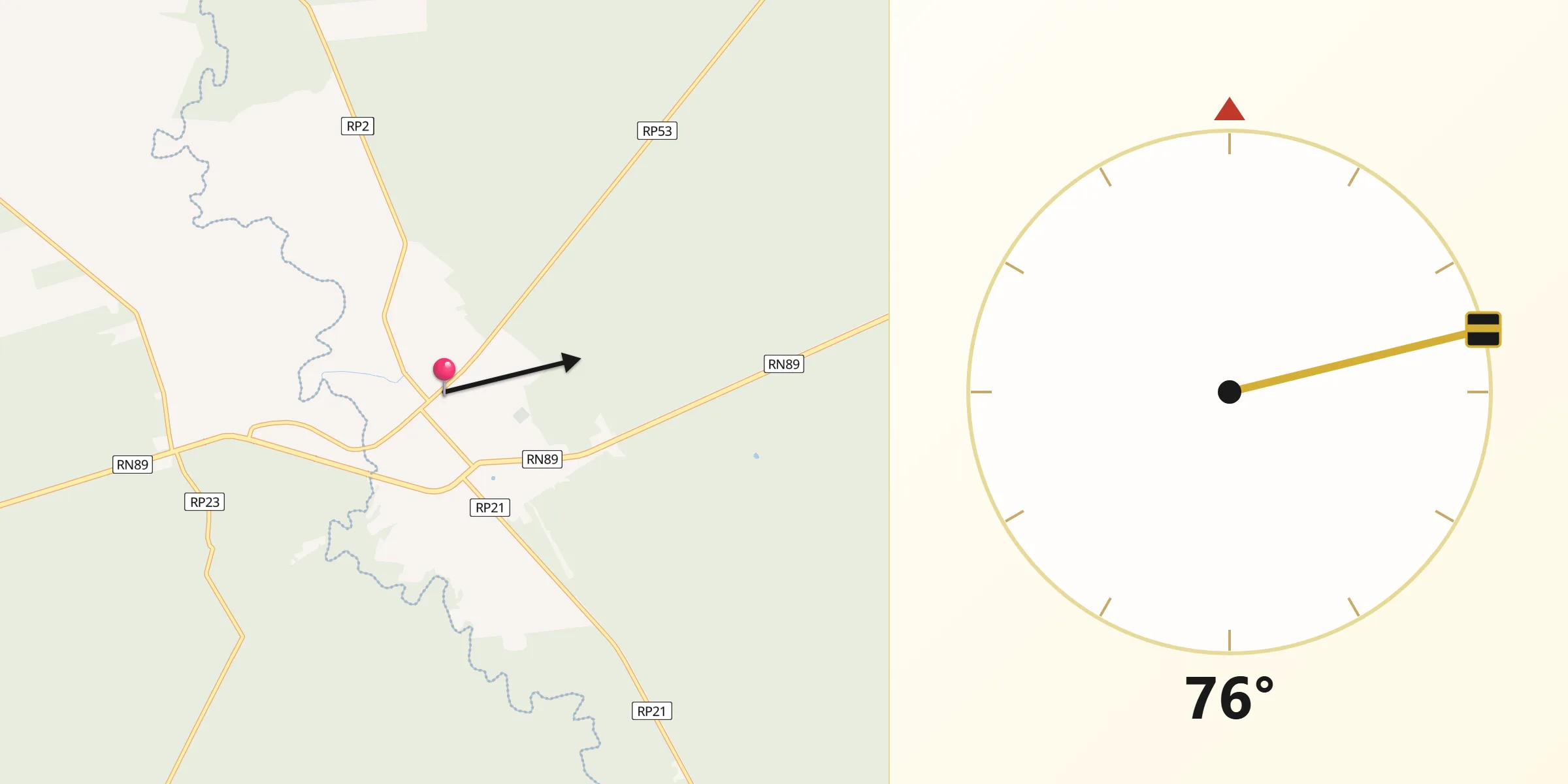 Dirección de la Qibla desde Suncho Corral