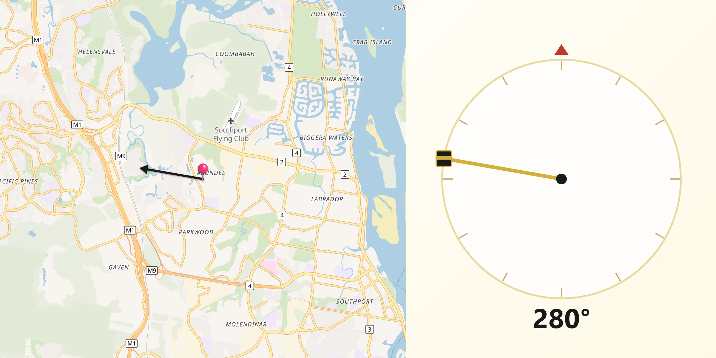 Qibla Direction from Arundel