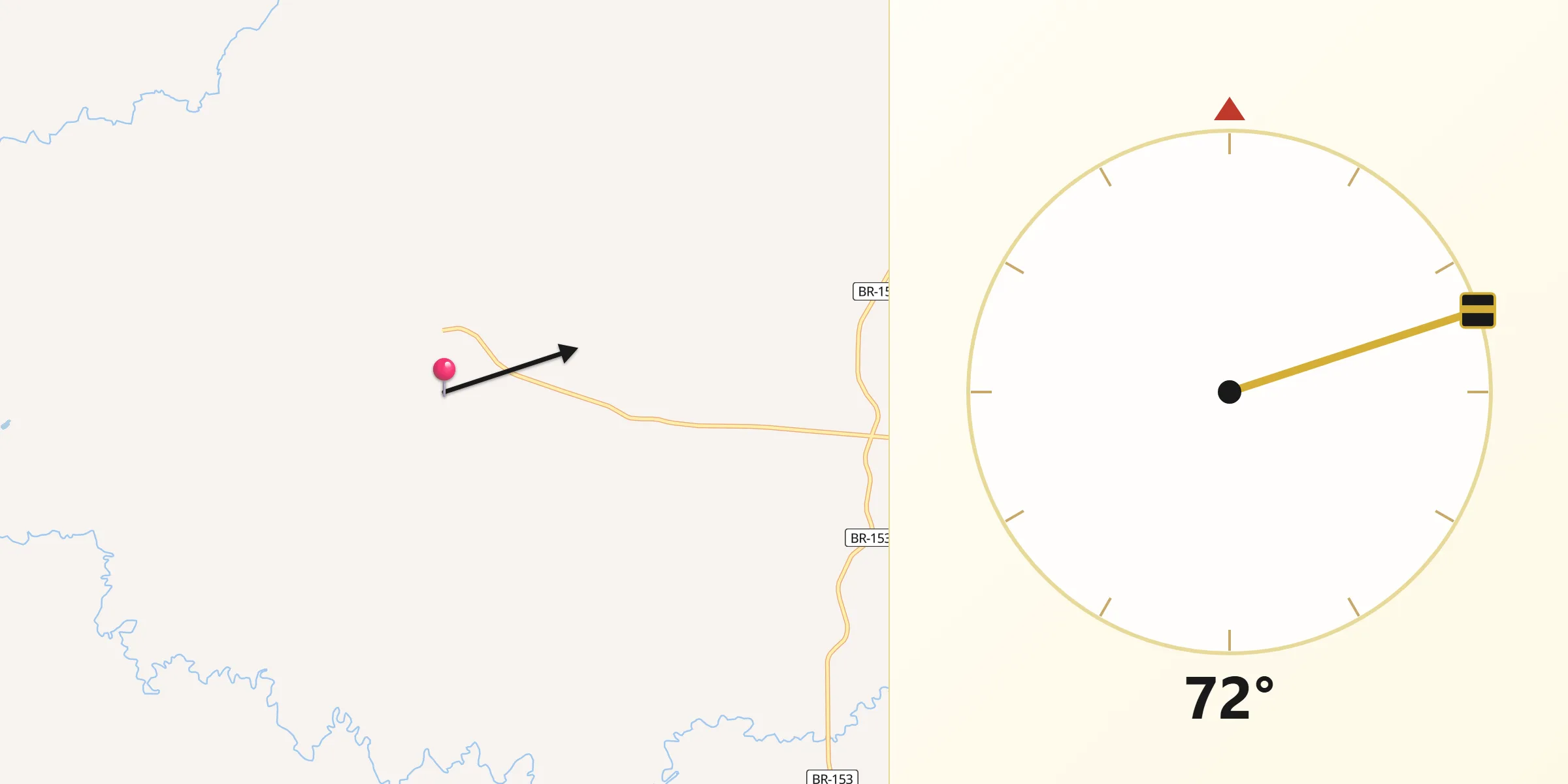 Direção da Qibla a partir de Ipiranga do Sul