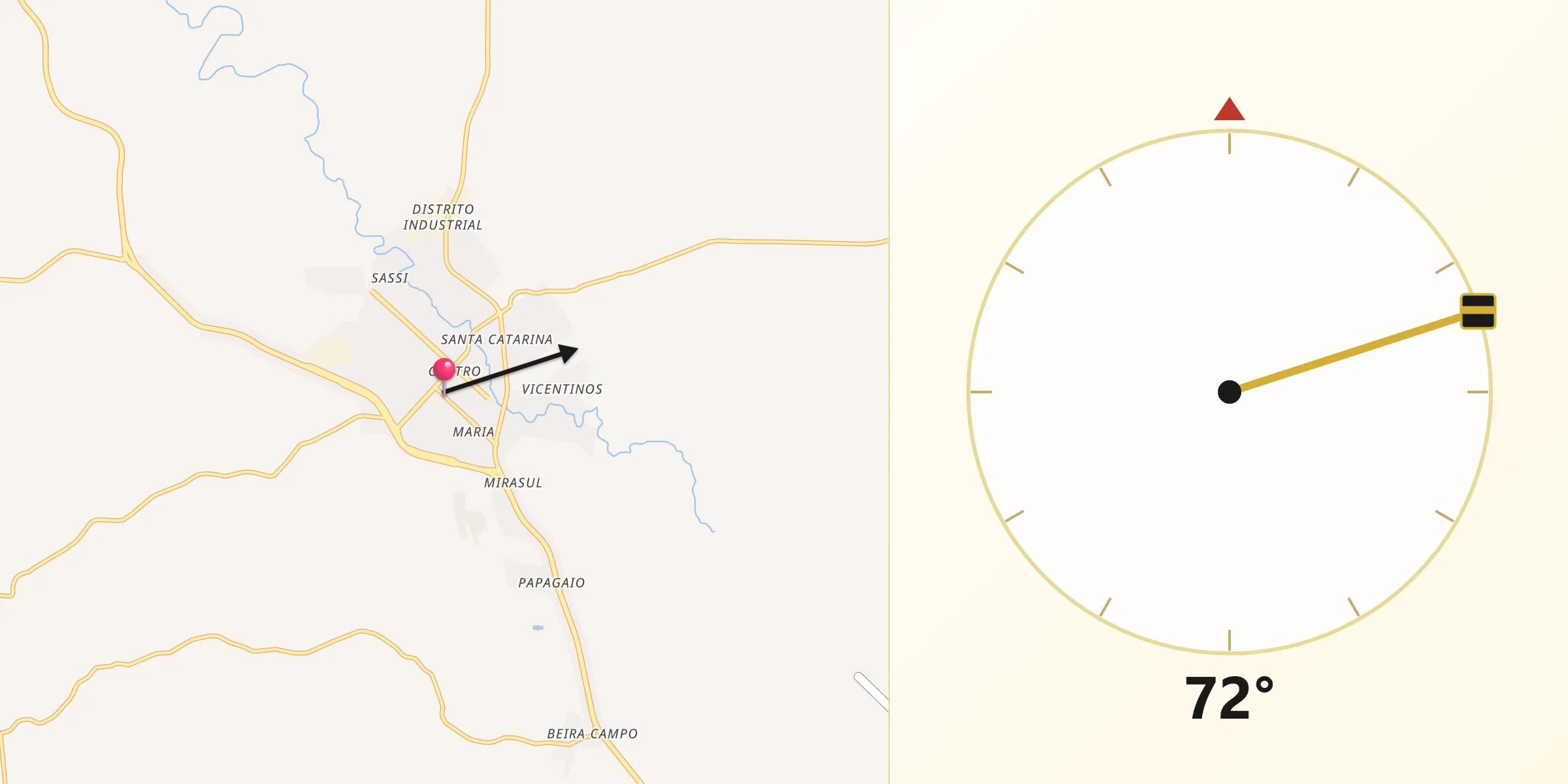 Direção da Qibla a partir de Sarandi