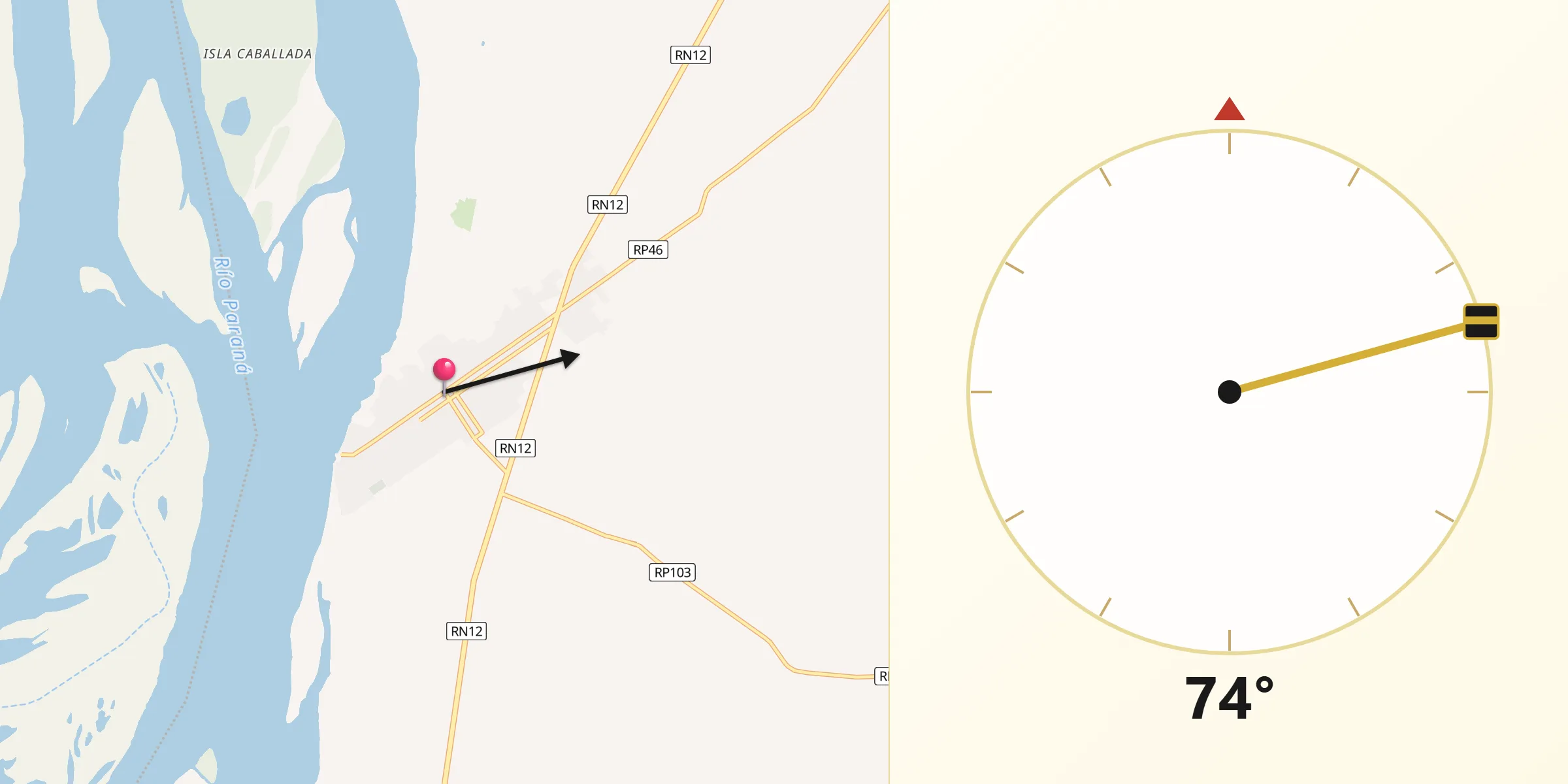 Dirección de la Qibla desde Empedrado