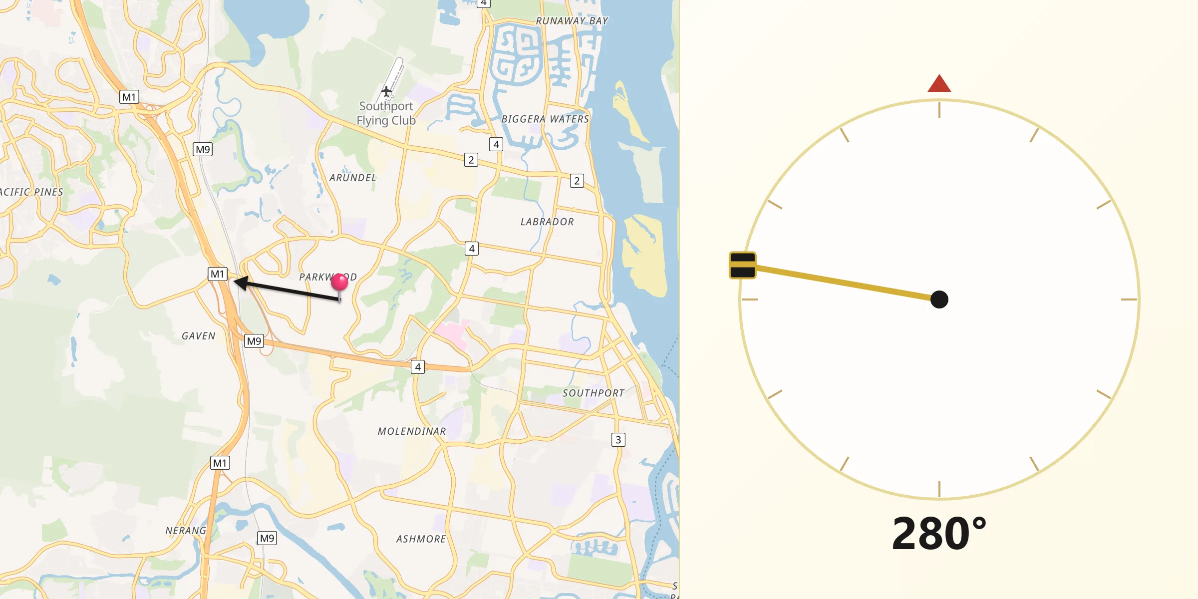 Qibla Direction from Parkwood