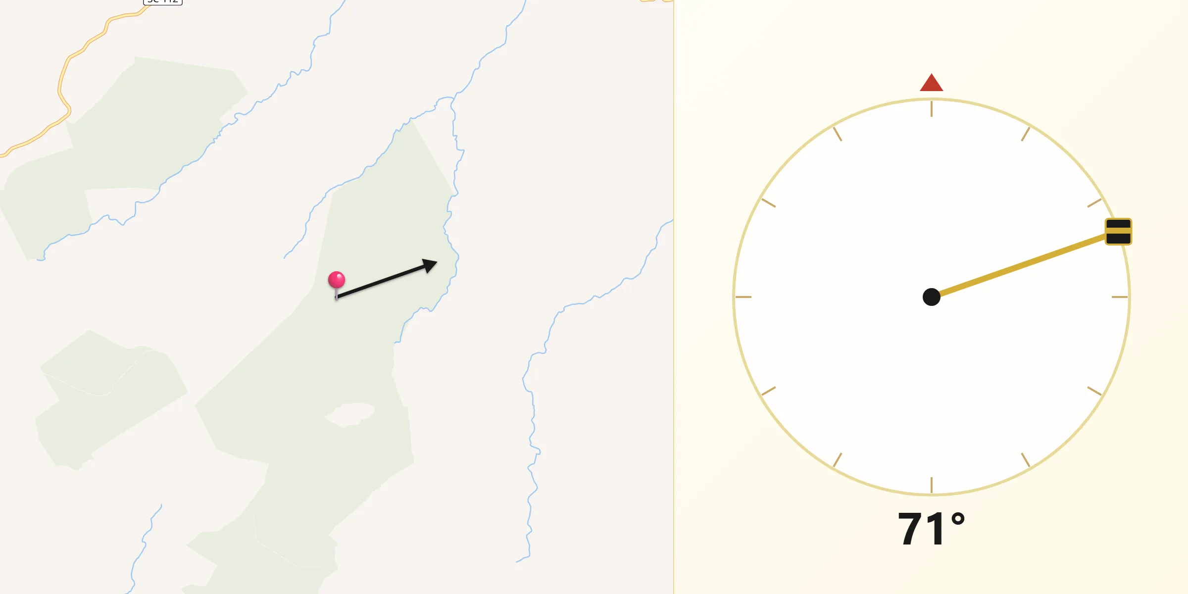 Direção da Qibla a partir de Rio Rufino