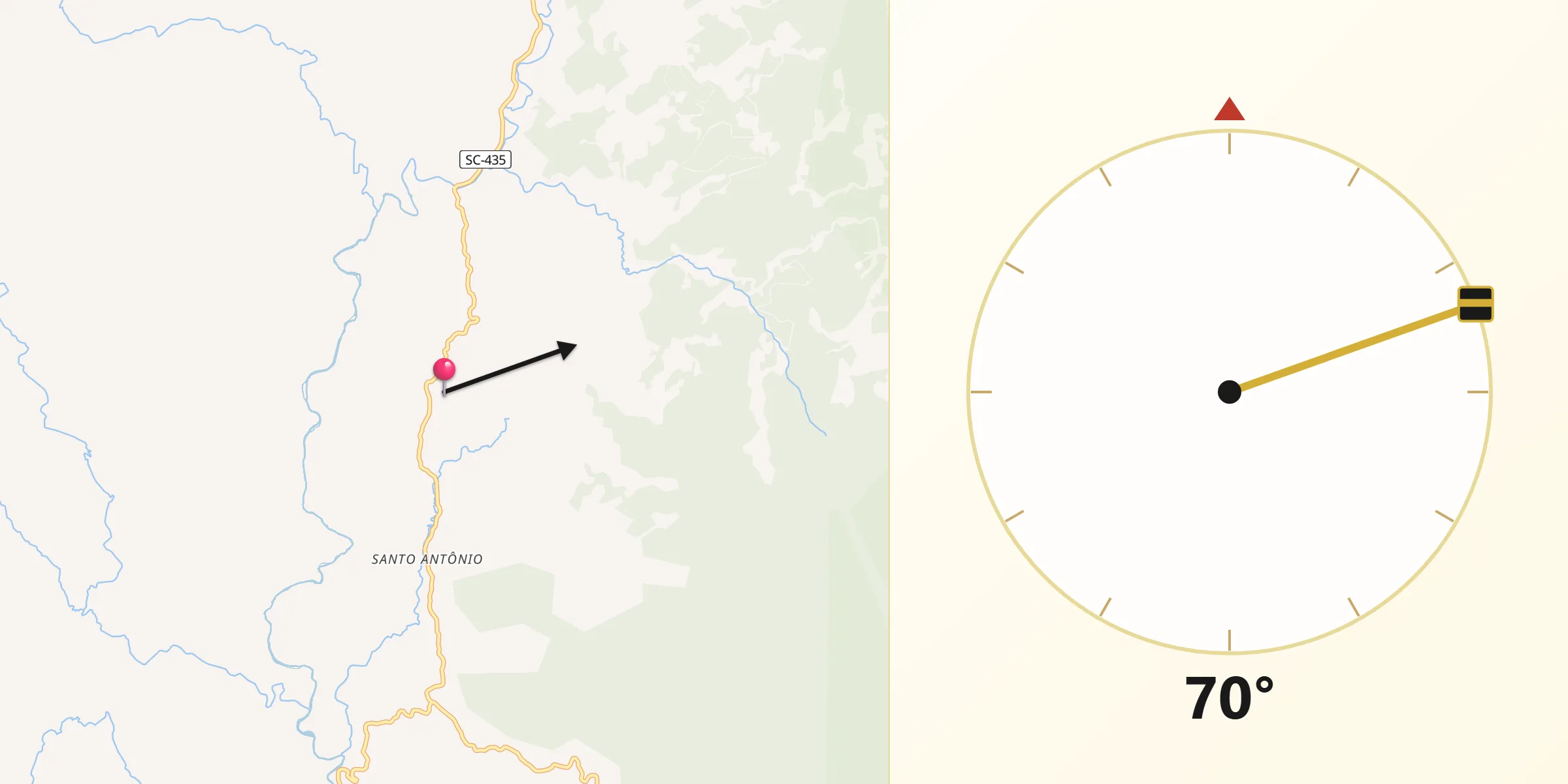 Direção da Qibla a partir de São Bonifácio