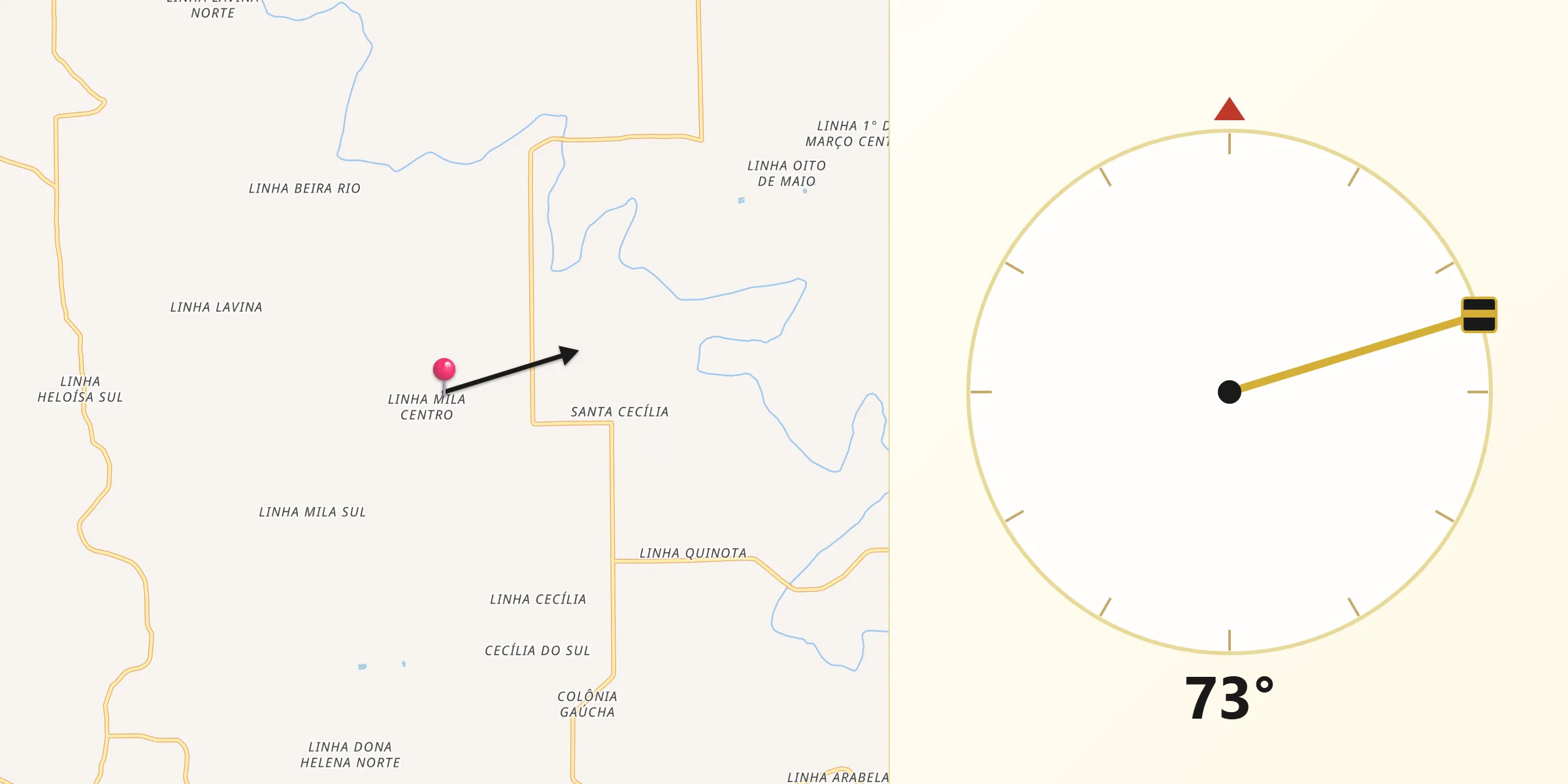Direção da Qibla a partir de São Paulo das Missões