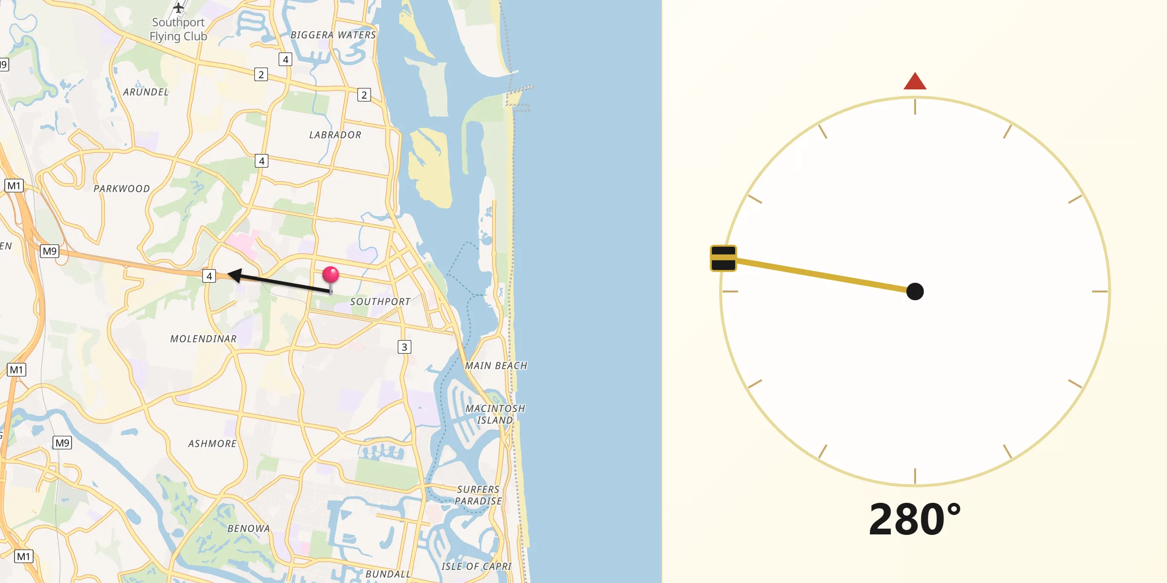 Qibla Direction from Southport