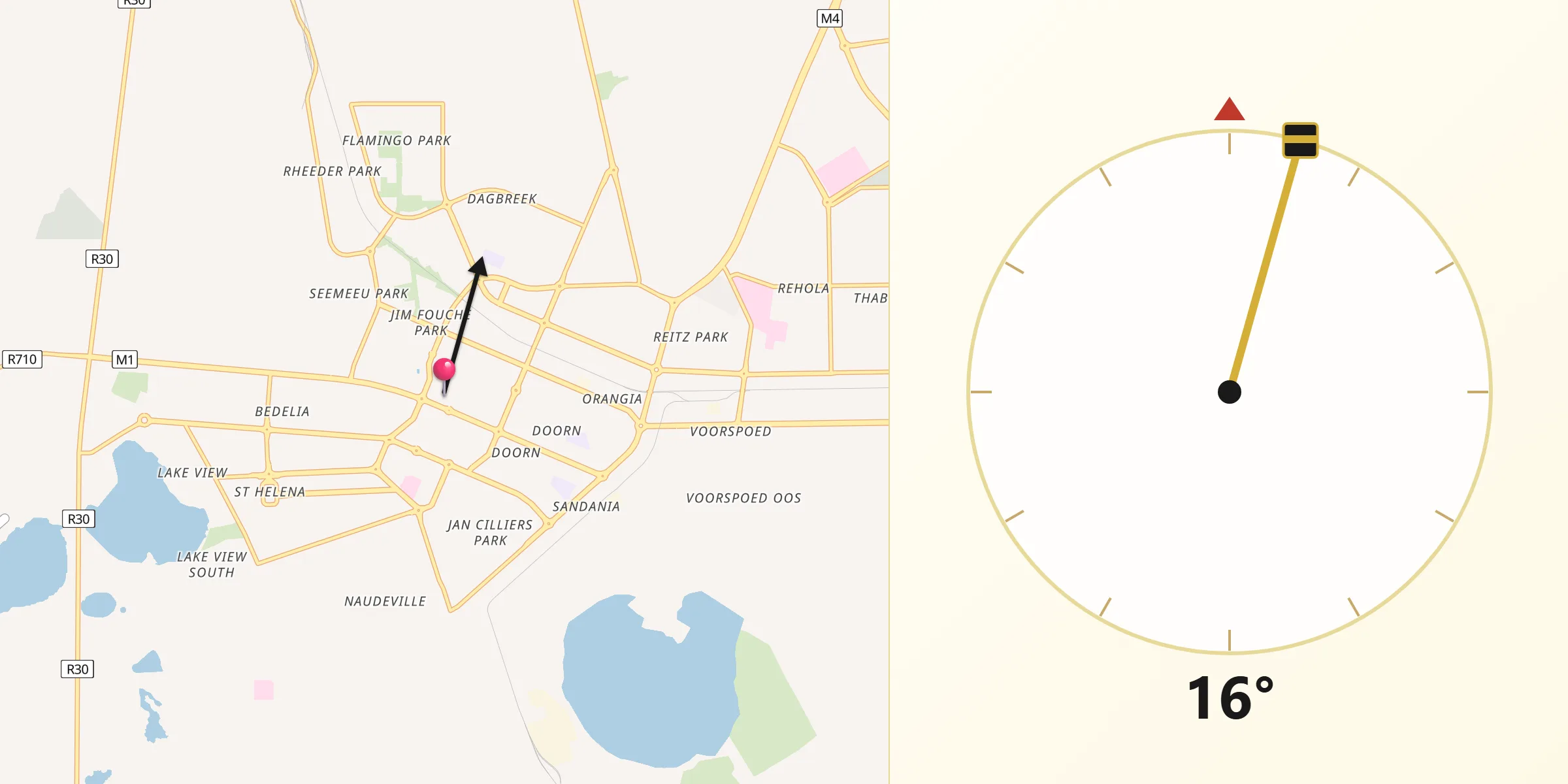 Qibla Direction from Welkom