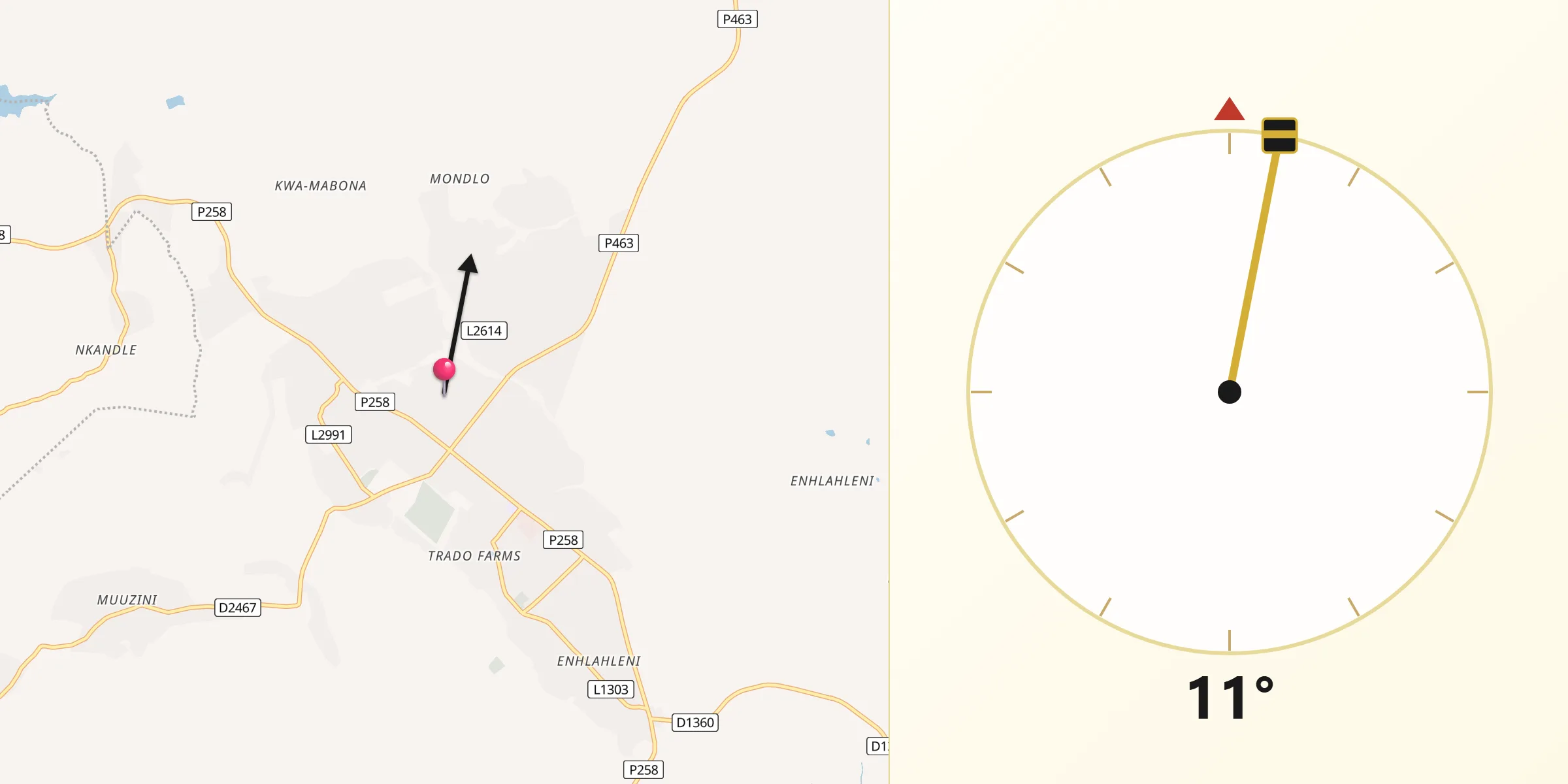 Qibla Direction from Mondlo
