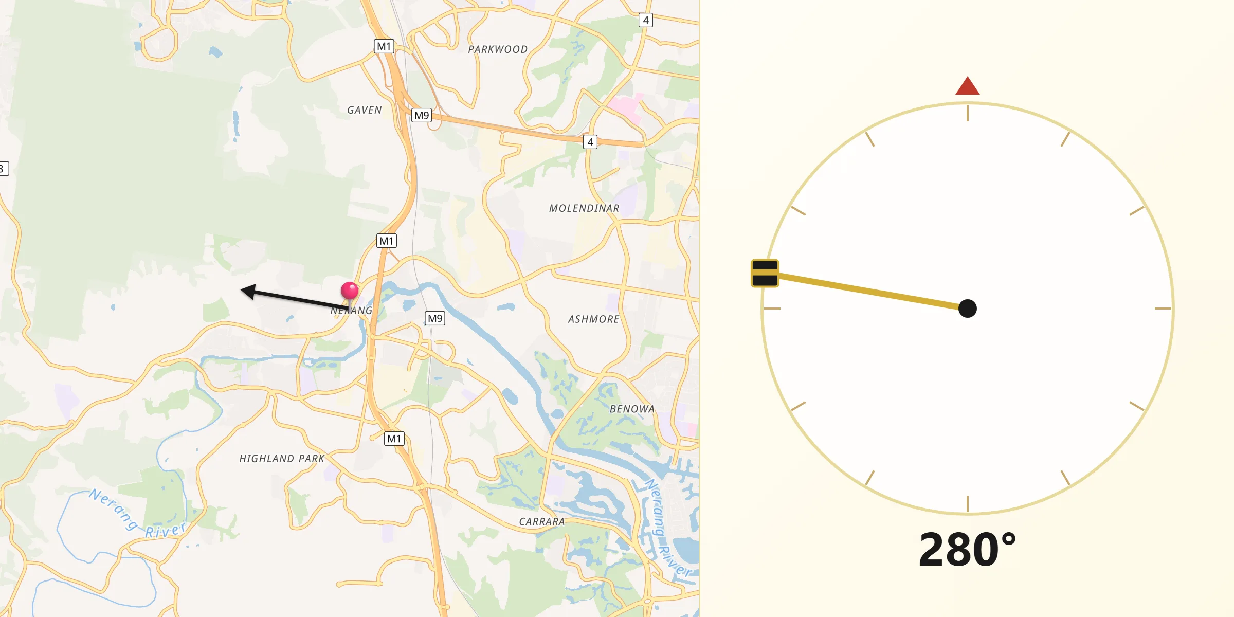 Qibla Direction from Nerang