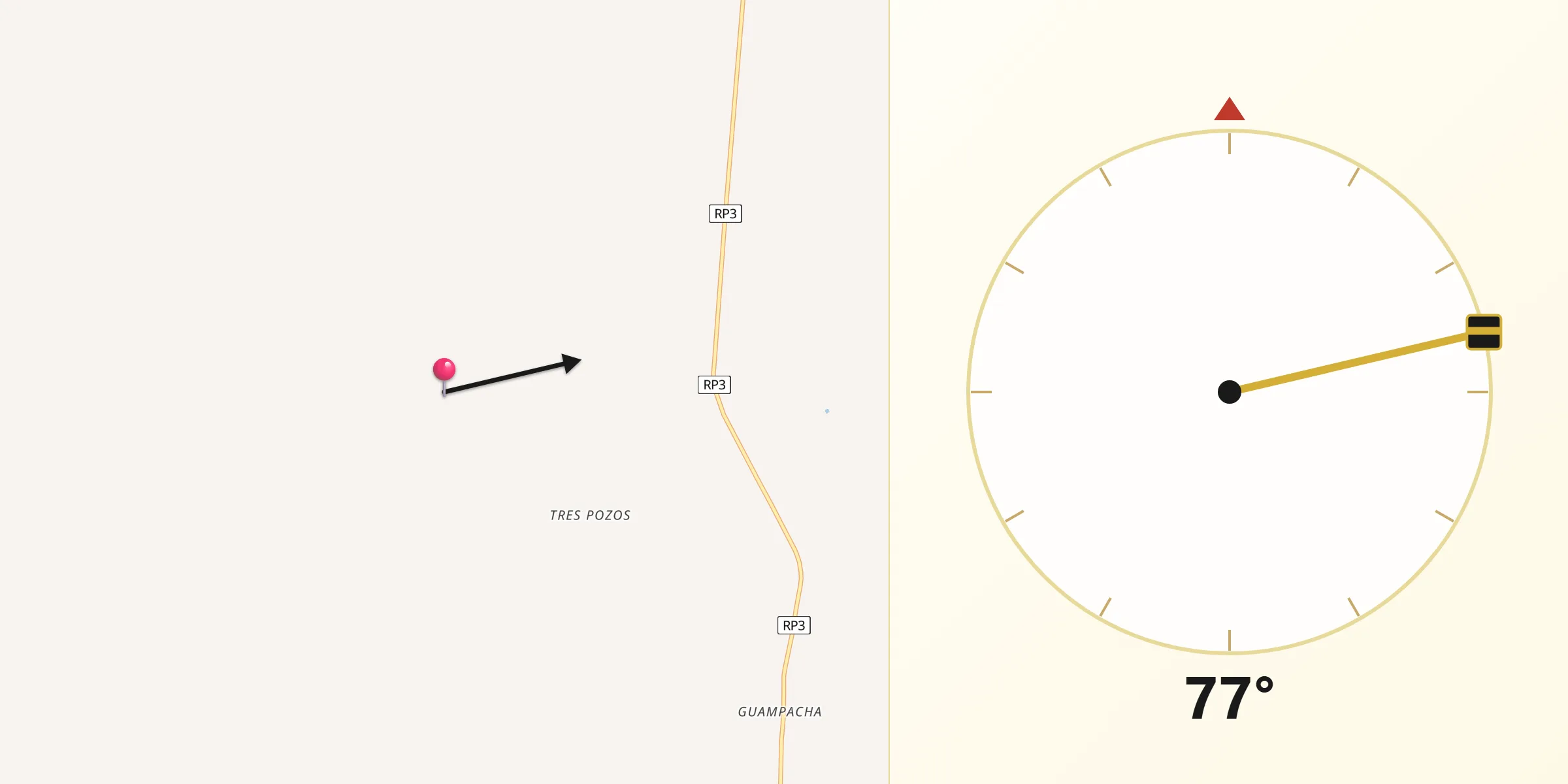 Dirección de la Qibla desde Departamento de Guasayán