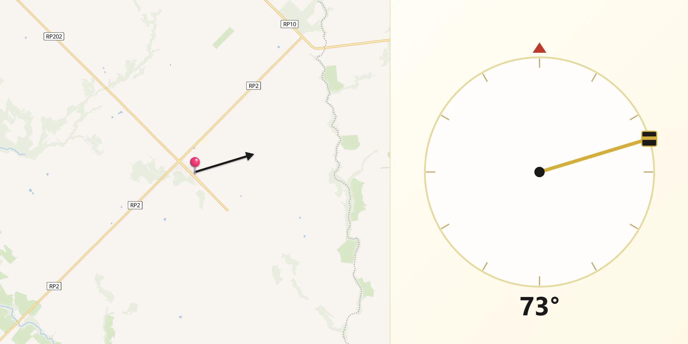 Dirección de la Qibla desde Tres Capones