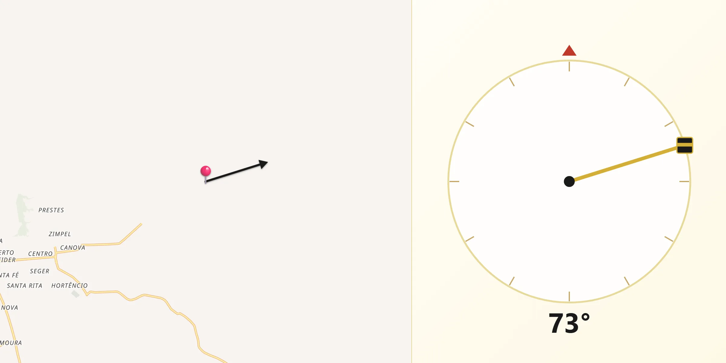 Direção da Qibla a partir de Giruá