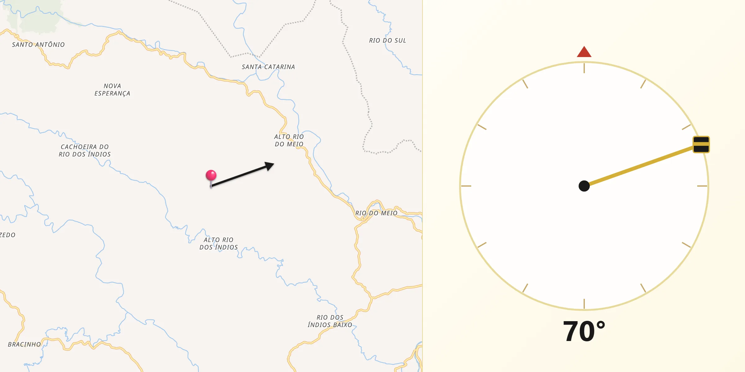 Direção da Qibla a partir de Santa Rosa de Lima