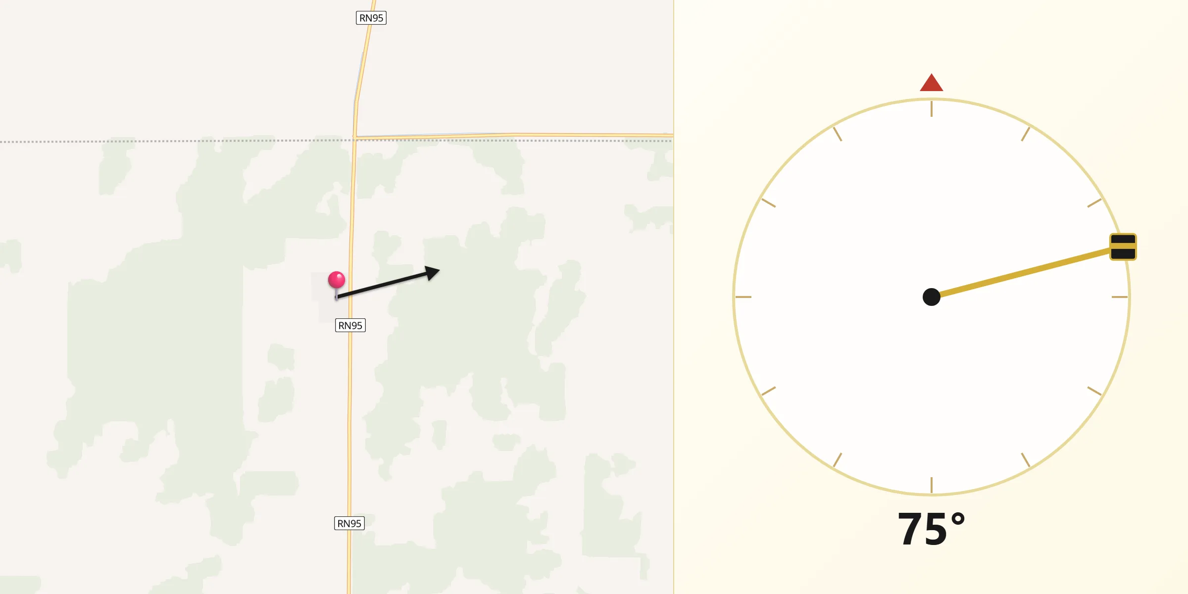 Dirección de la Qibla desde Gato Colorado