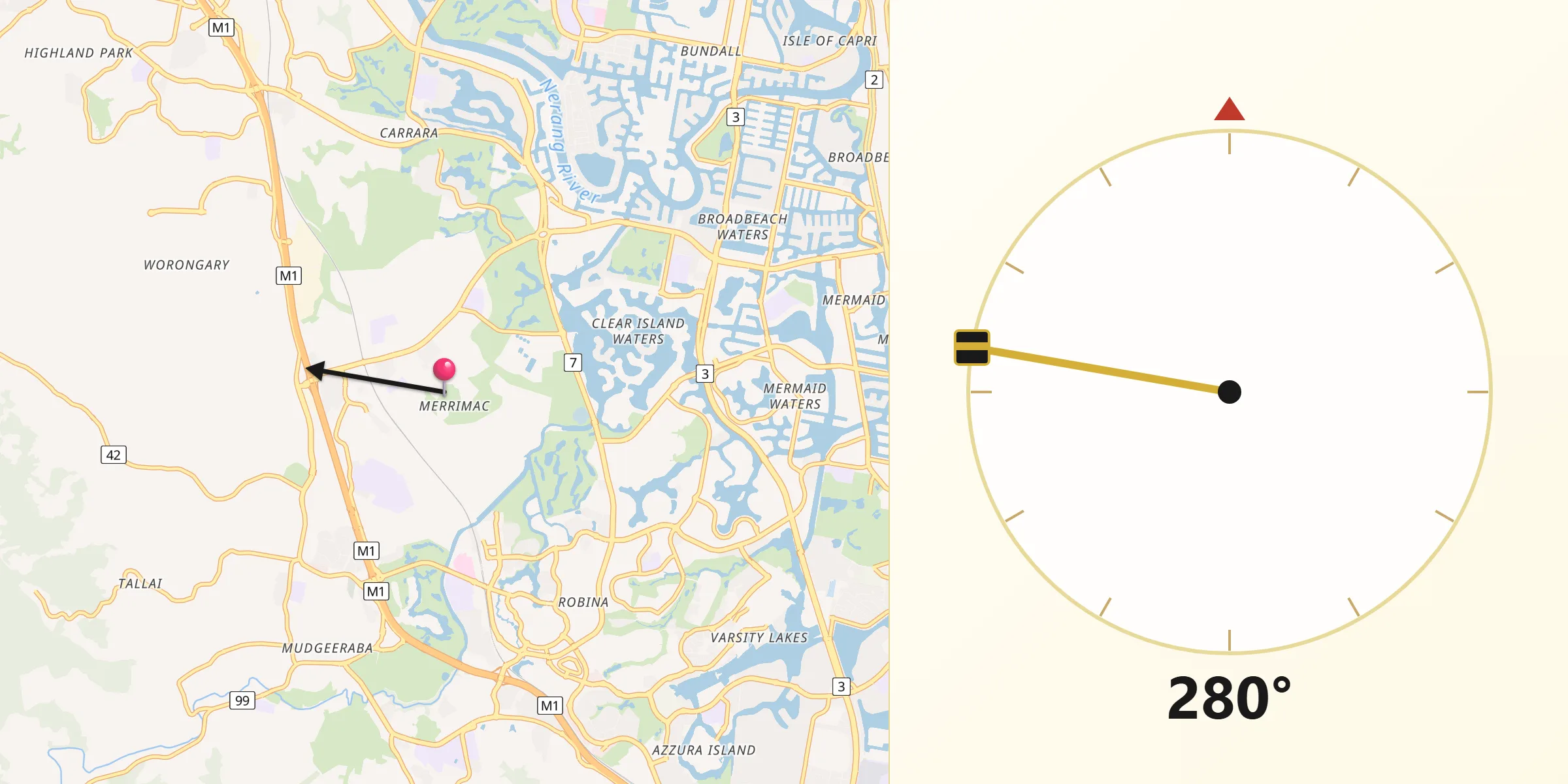 Qibla Direction from Merrimac