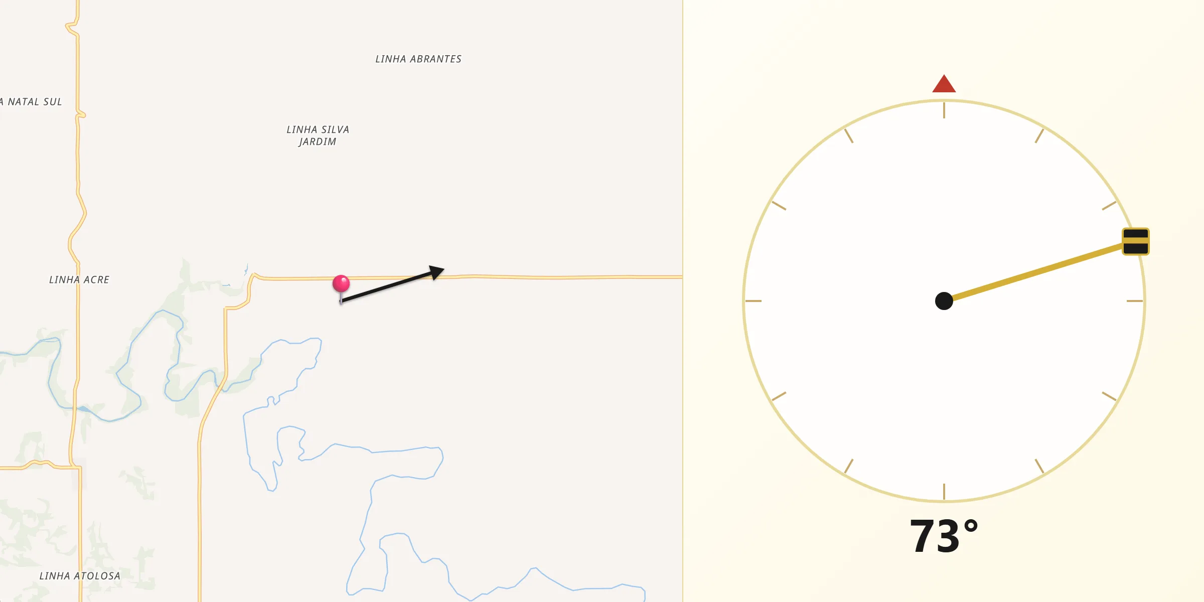 Direção da Qibla a partir de Ubiretama