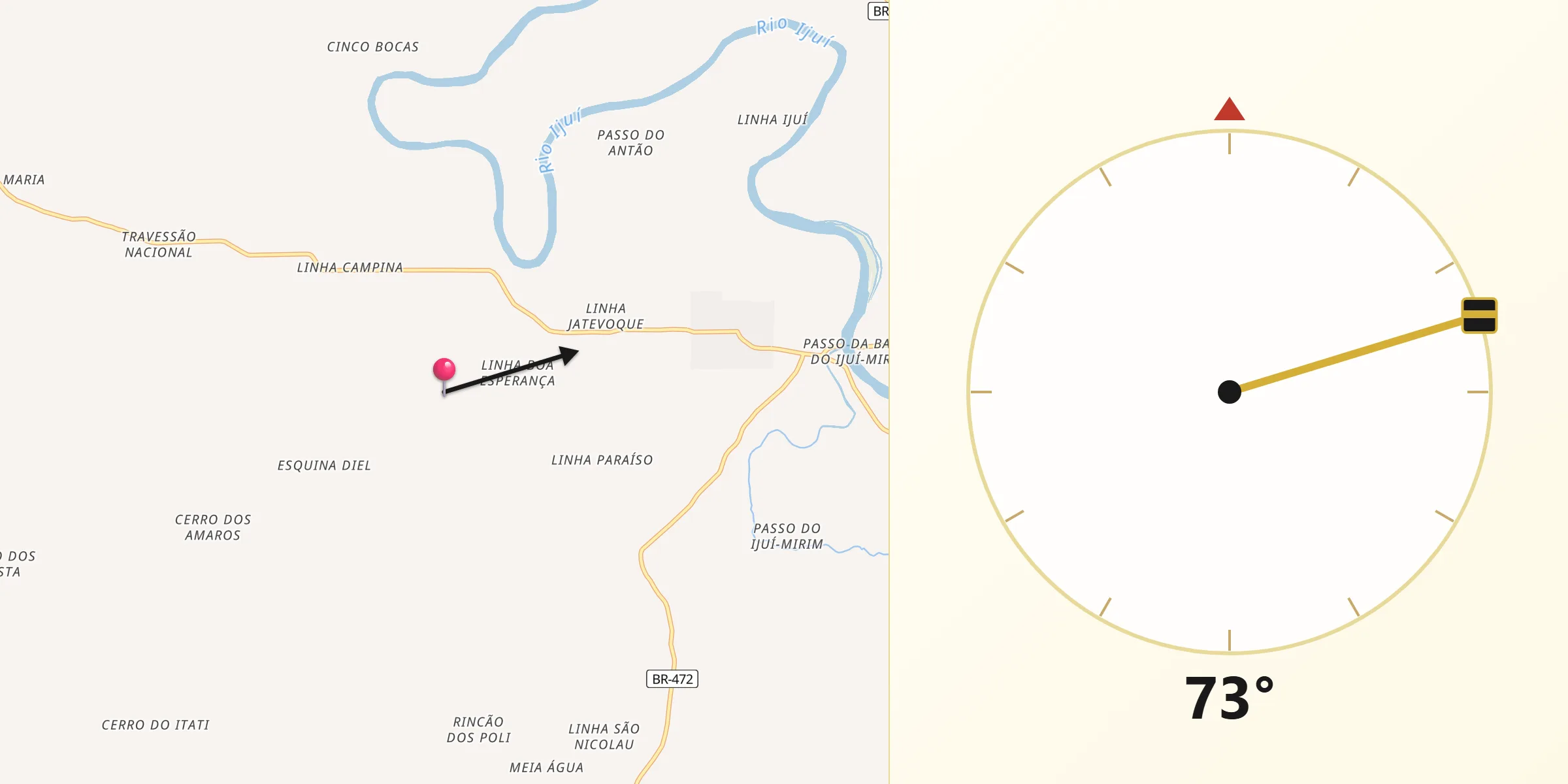 Direção da Qibla a partir de Pirapó