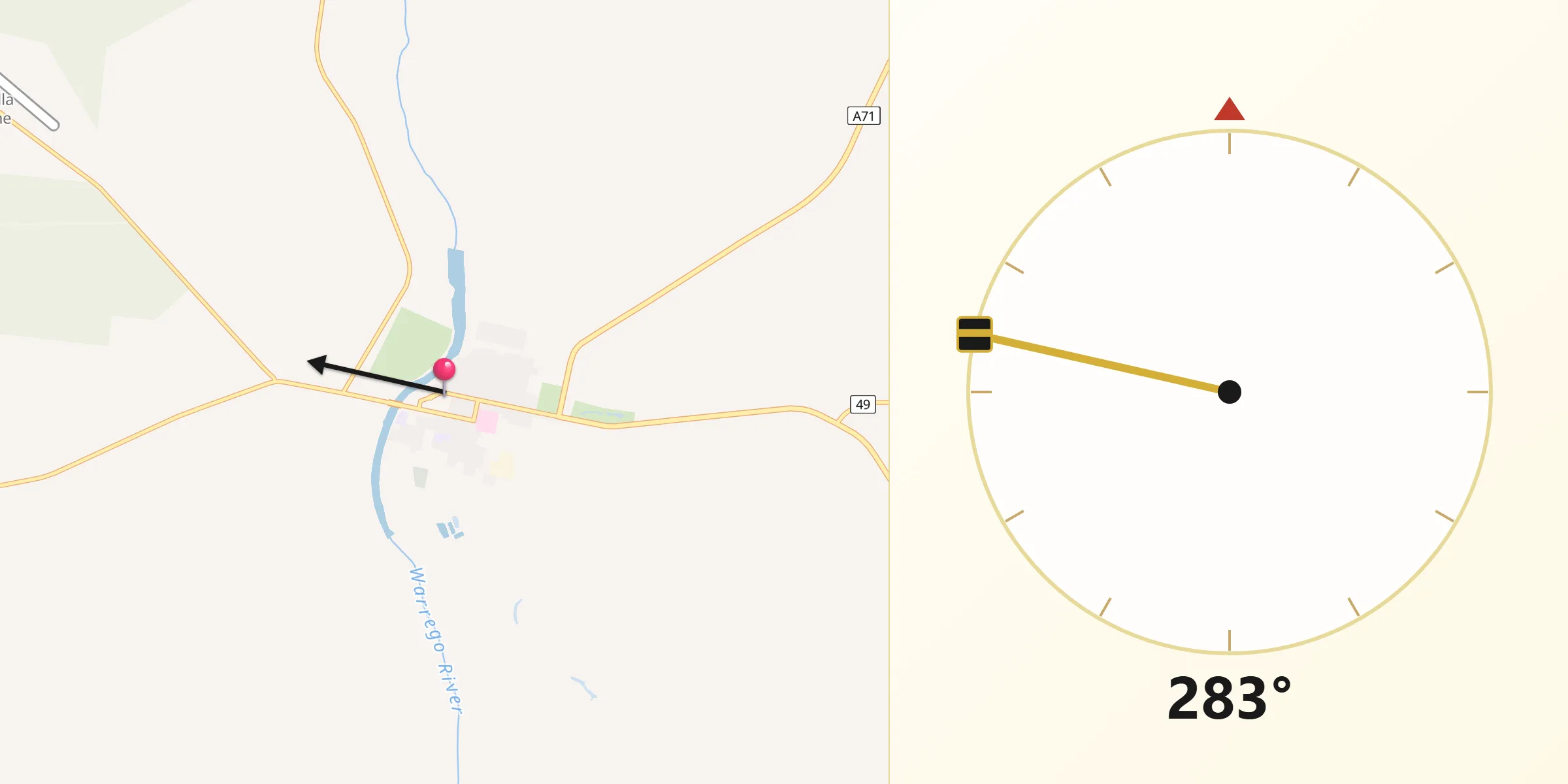 Qibla Direction from Cunnamulla