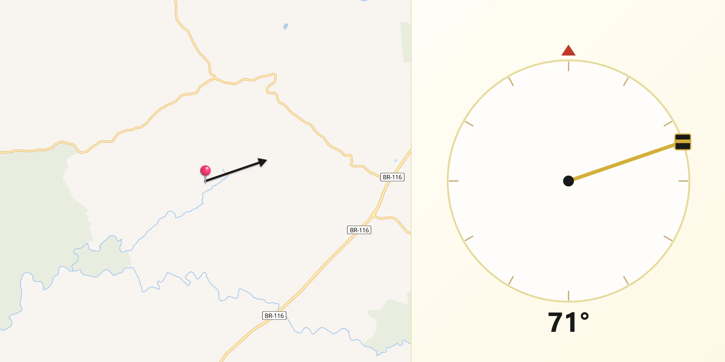 Direção da Qibla a partir de Capão Alto