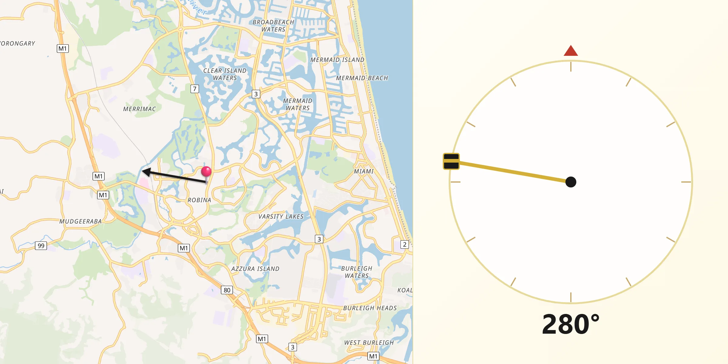 Qibla Direction from Robina