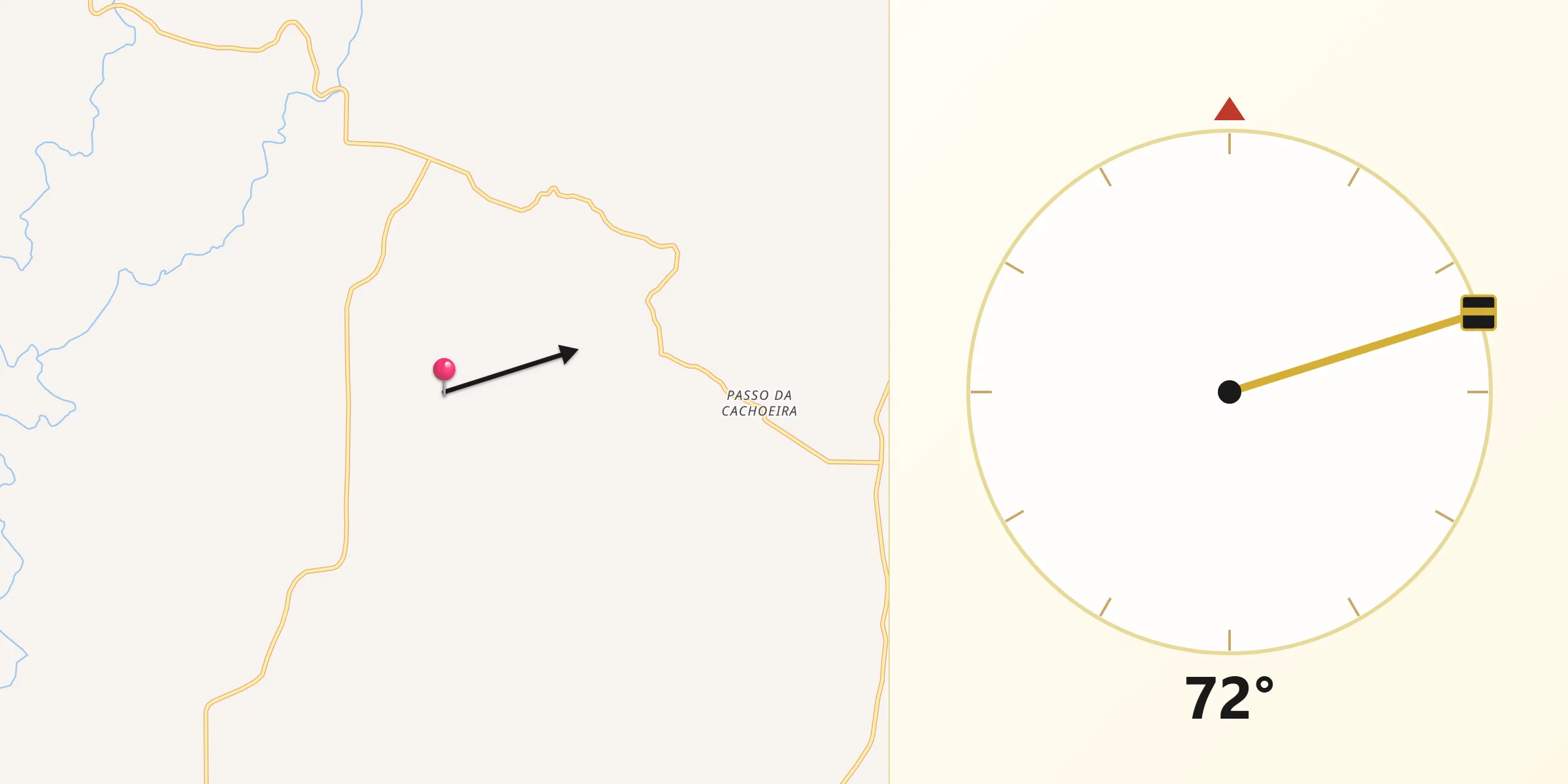 Direção da Qibla a partir de Nova Ramada
