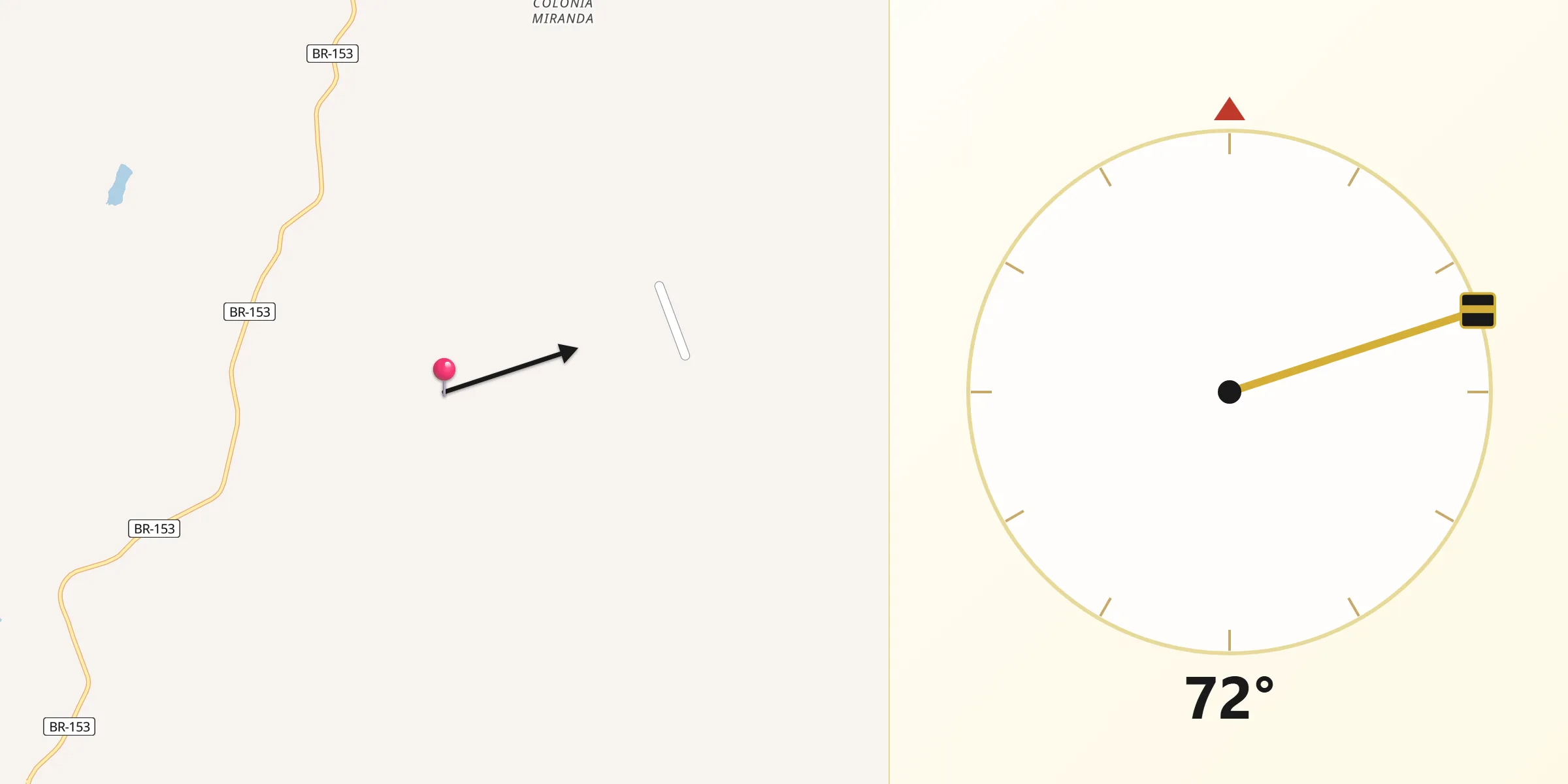 Direção da Qibla a partir de Coxilha