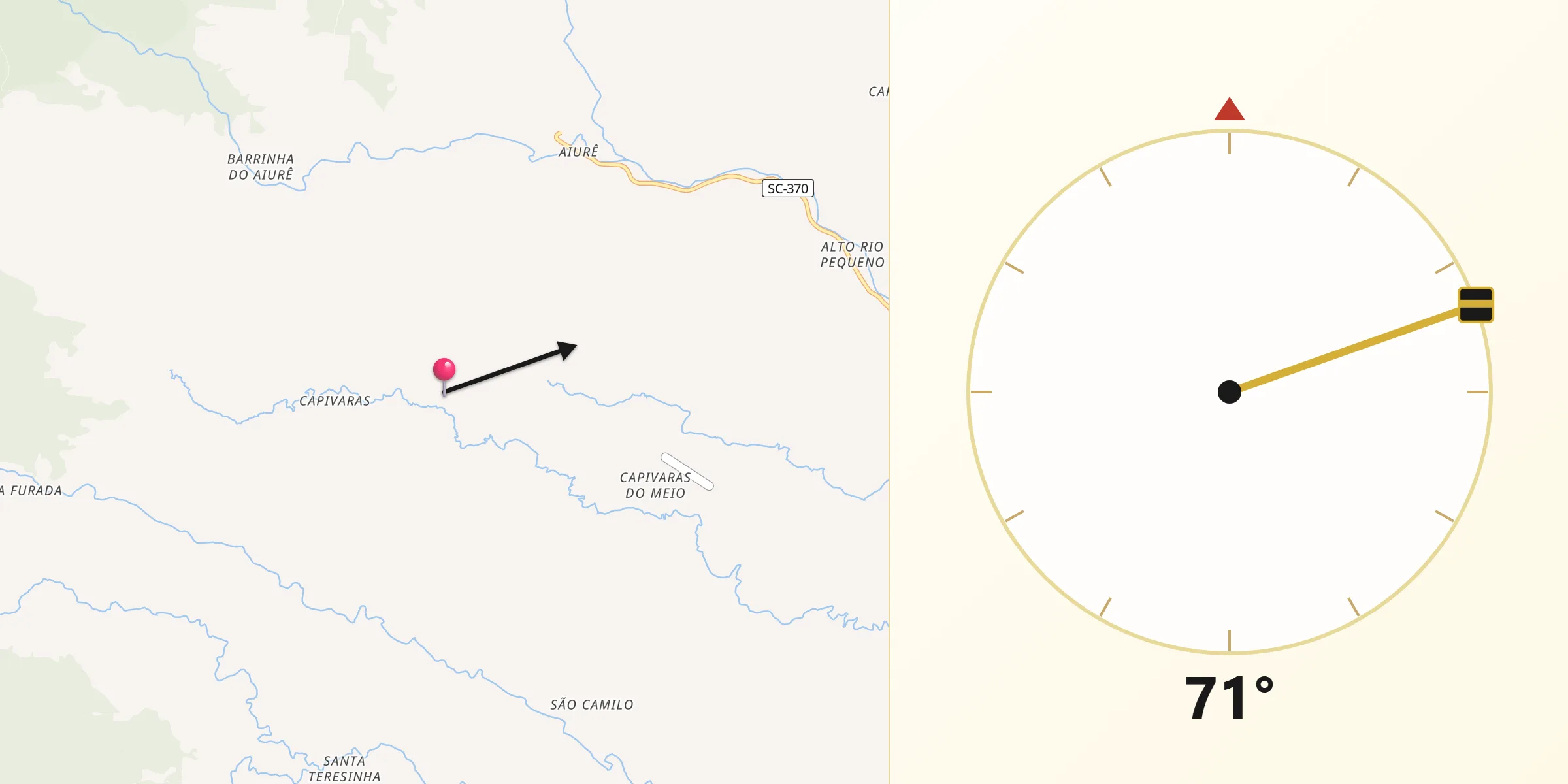 Direção da Qibla a partir de Grão Pará