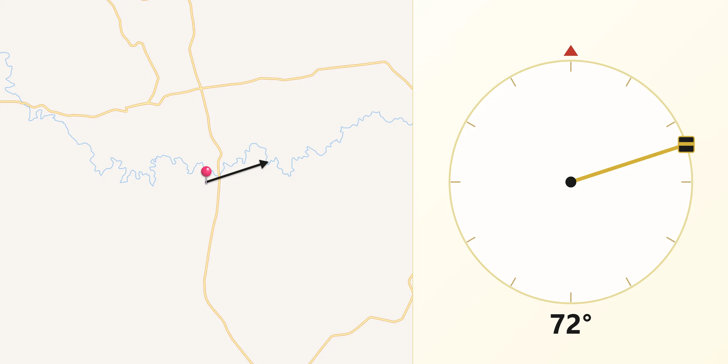 Direção da Qibla a partir de Coqueiros do Sul