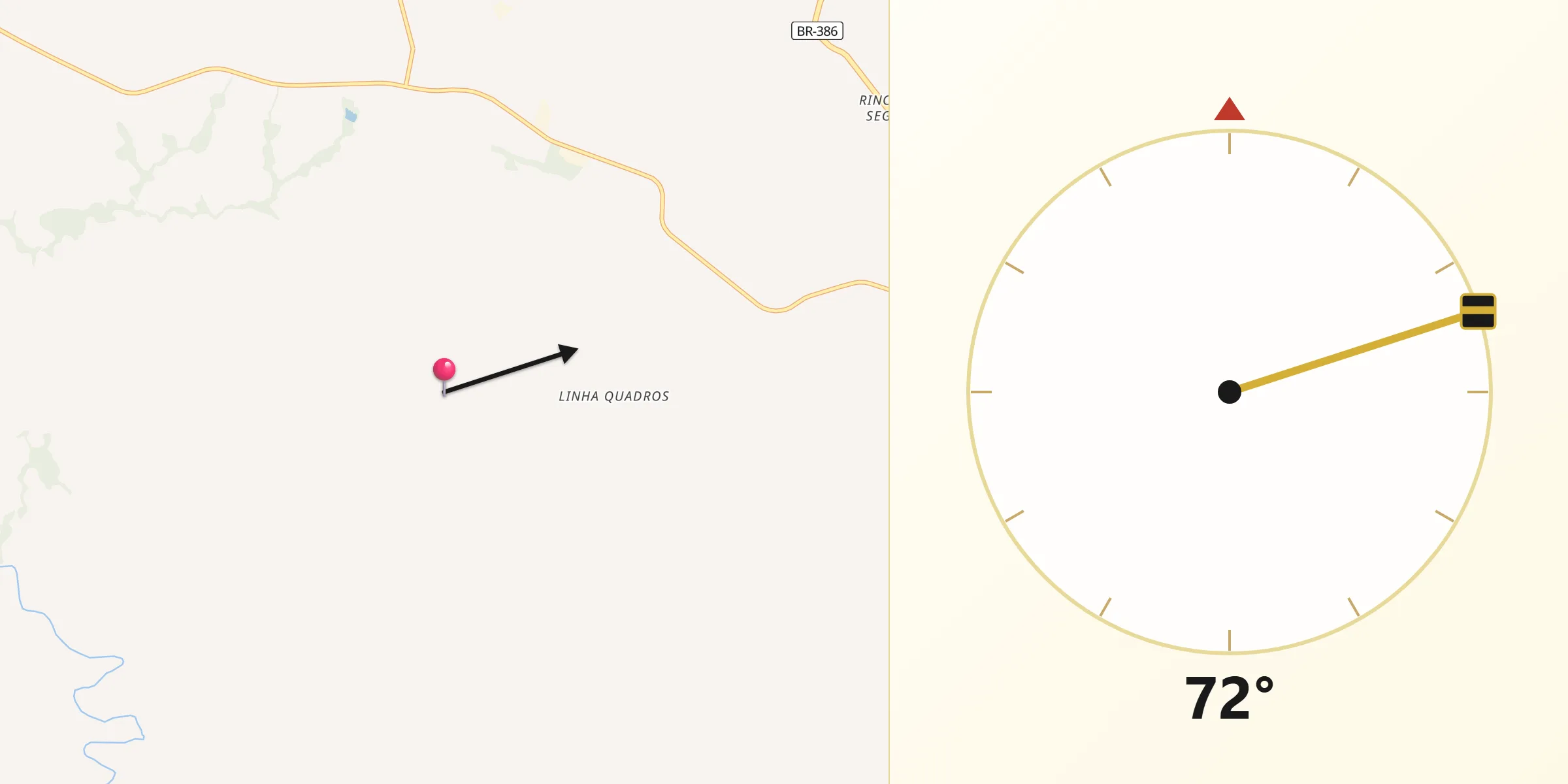 Direção da Qibla a partir de Almirante Tamandaré do Sul
