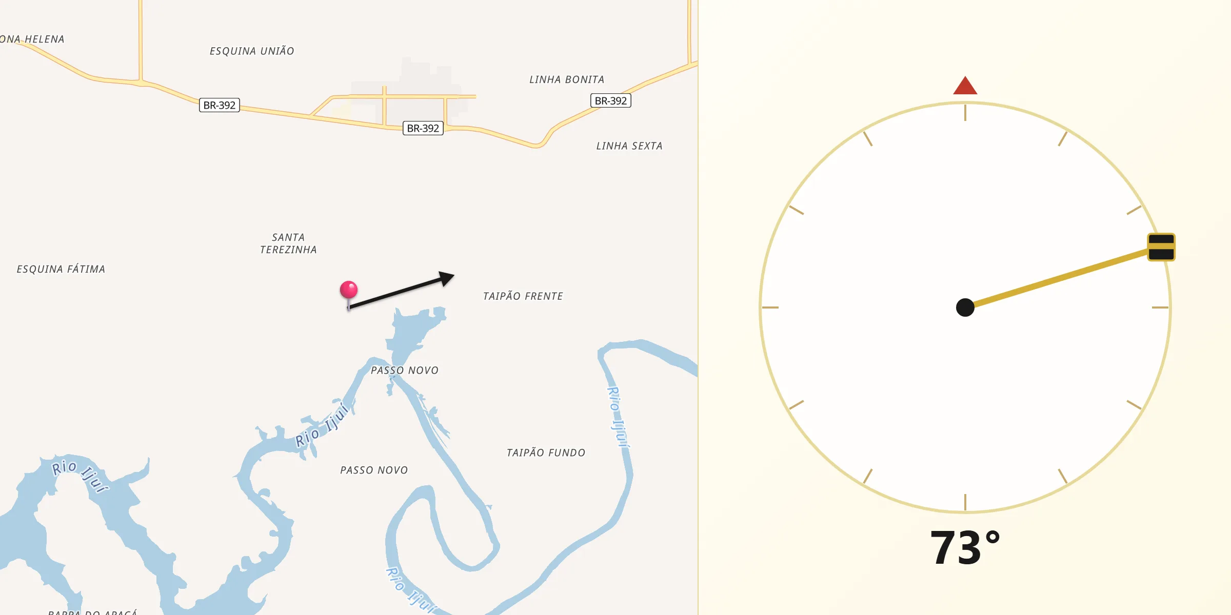 Direção da Qibla a partir de São Pedro do Butiá