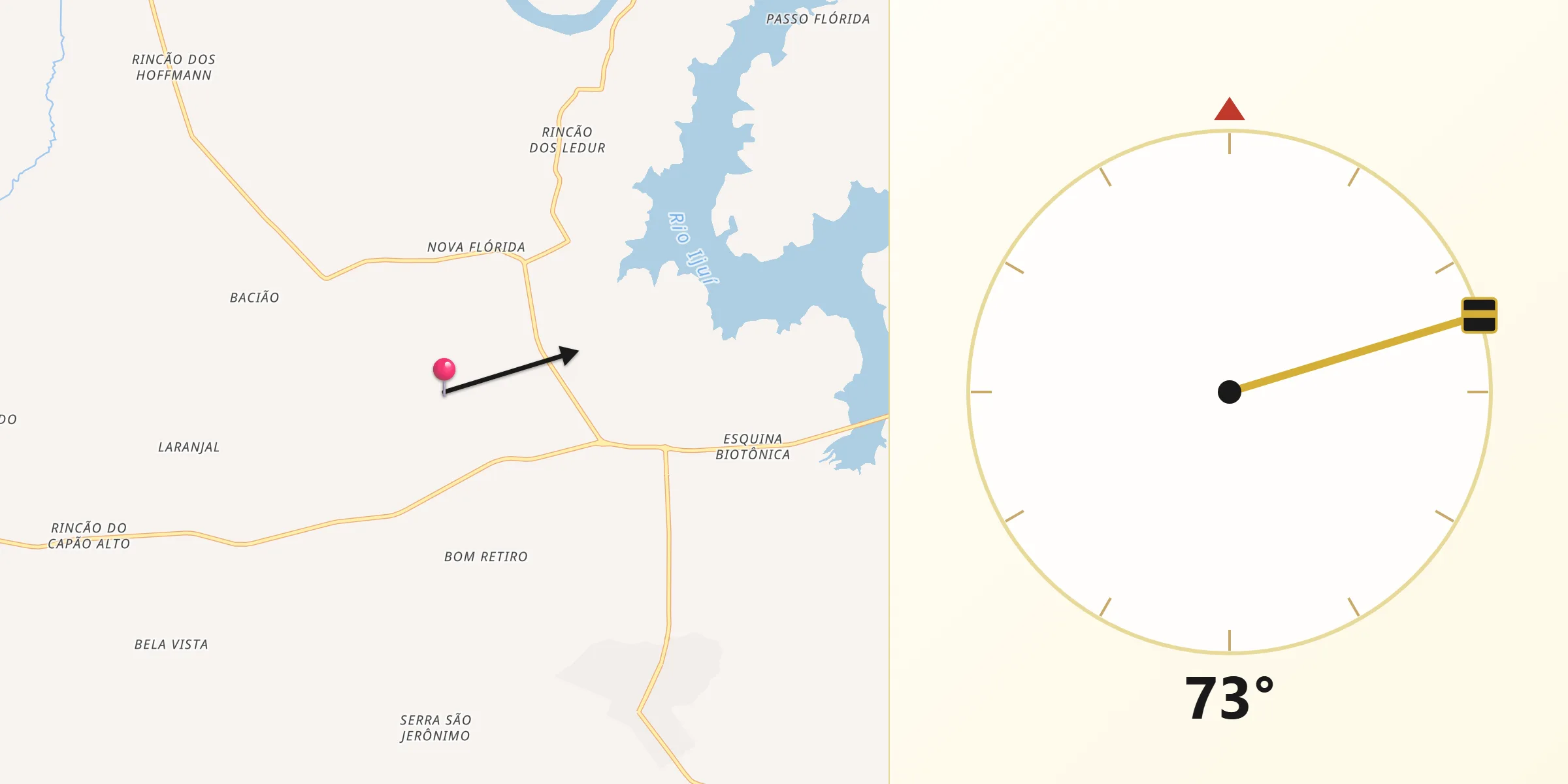 Direção da Qibla a partir de Dezesseis de Novembro