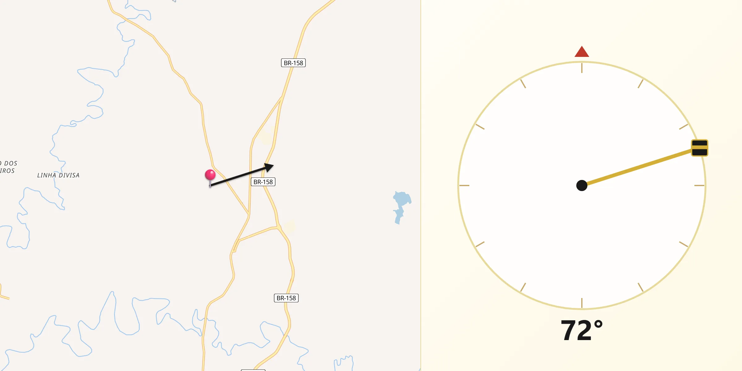 Direção da Qibla a partir de Condor