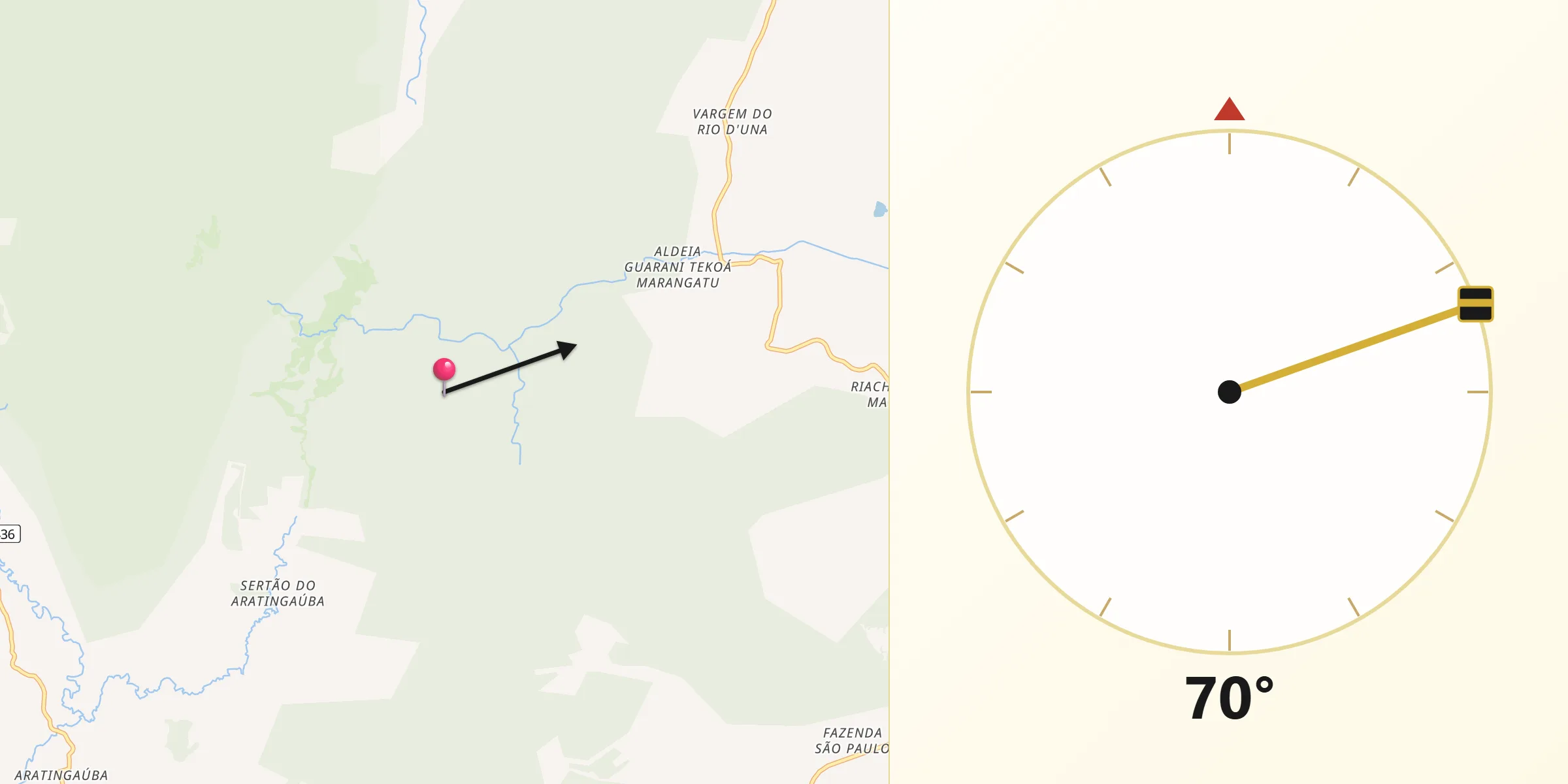 Direção da Qibla a partir de Imaruí