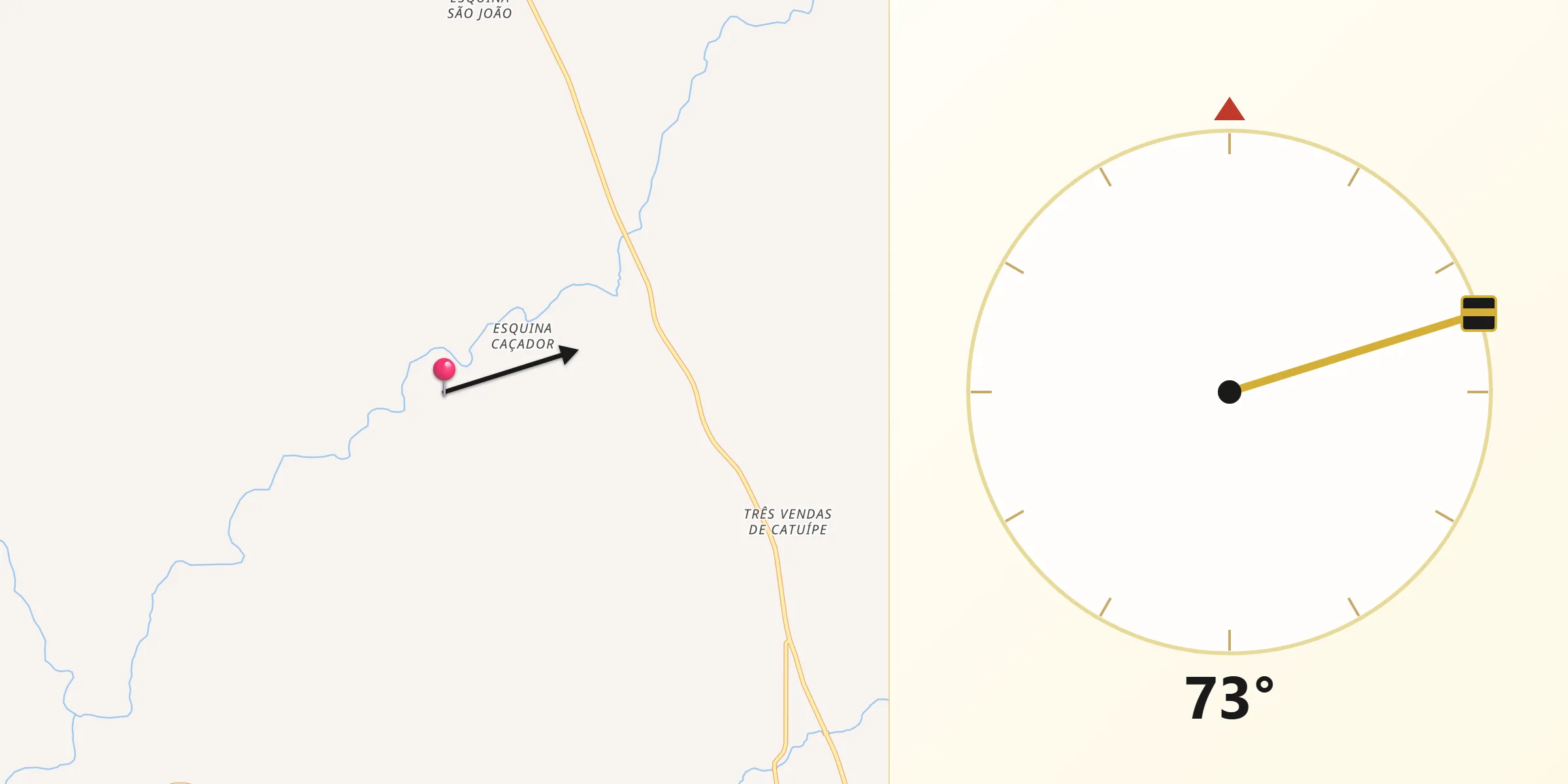 Direção da Qibla a partir de Catuípe