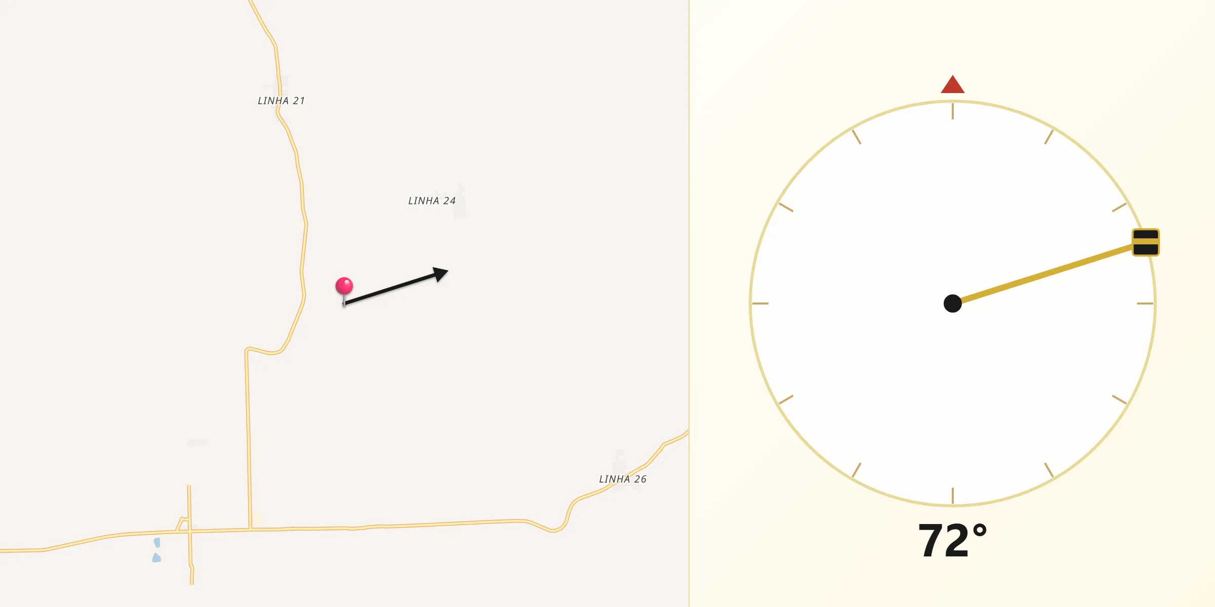 Direção da Qibla a partir de Ajuricaba